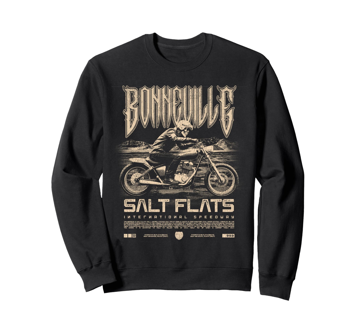Bonneville Salt Flats Motorcycle Sweatshirt - Graphic Print for Adults - T-Shirt, Sweatshirt, Hoodie