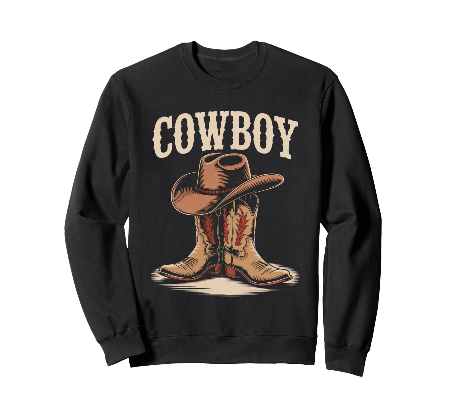 Cowboy Boots Western Country Cowgirl Sweatshirt - Graphic Print for Adults - T-Shirt, Sweatshirt, Hoodie