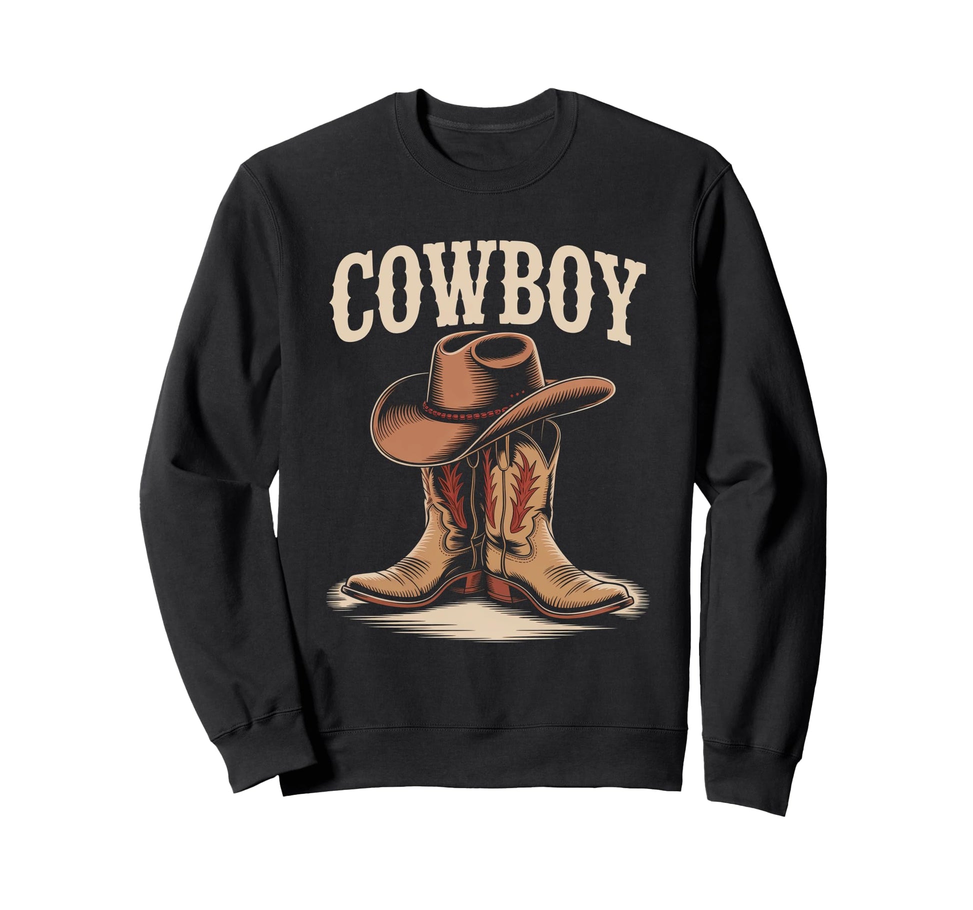 Cowboy Boots Western Country Cowgirl Sweatshirt - Graphic Print for Adults - T-Shirt, Sweatshirt, Hoodie