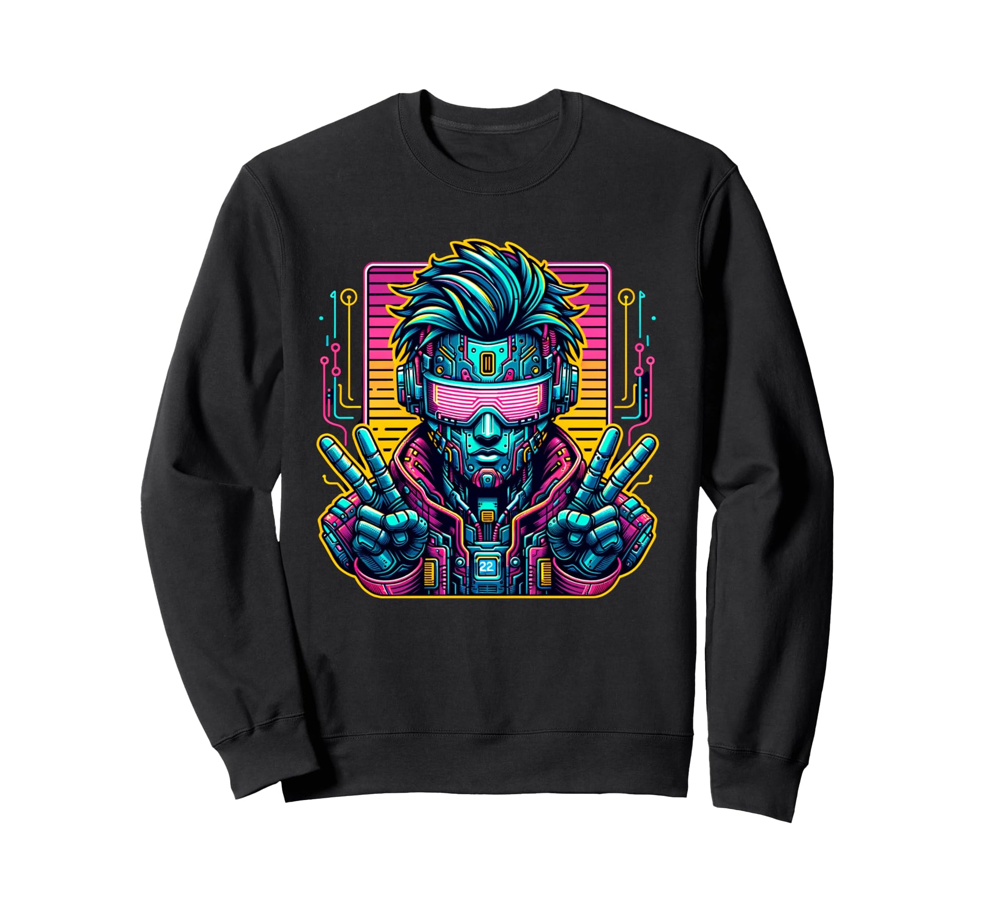 Ai Cyborg Robot Come Peace Synthwave Sweatshirt - Graphic Print Unisex - T-Shirt, Sweatshirt, Hoodie