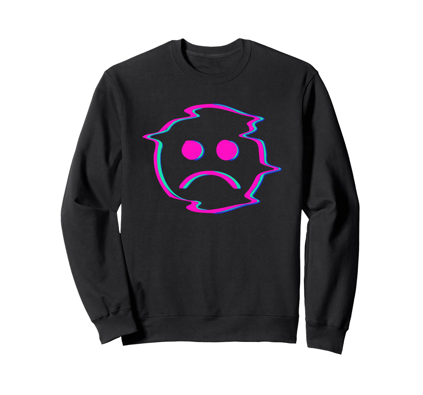 Glitch Sad Face Urban Aesthetic Sweatshirt - Trendy Graphic Men Women - T-Shirt, Sweatshirt, Hoodie