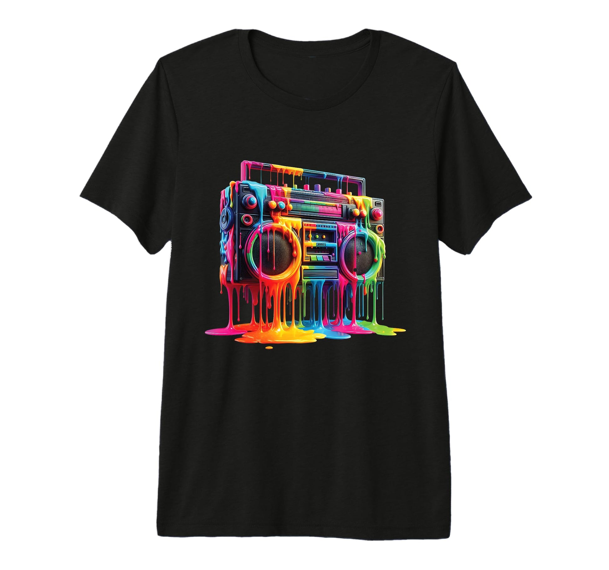 Dripping Paint Boombox Old School 80S Hip T-Shirt - Novelty Apparel Unisex - T-Shirt, Sweatshirt, Hoodie