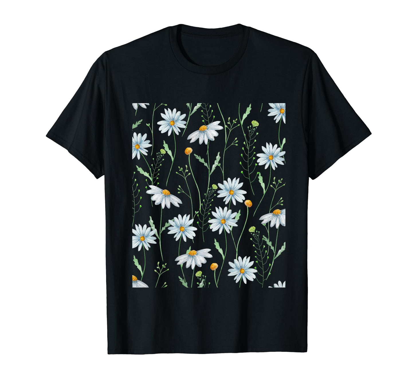 Daisy Watercolor Floral Pattern T-Shirt - Casual Everyday Wear Unisex - T-Shirt, Sweatshirt, Hoodie