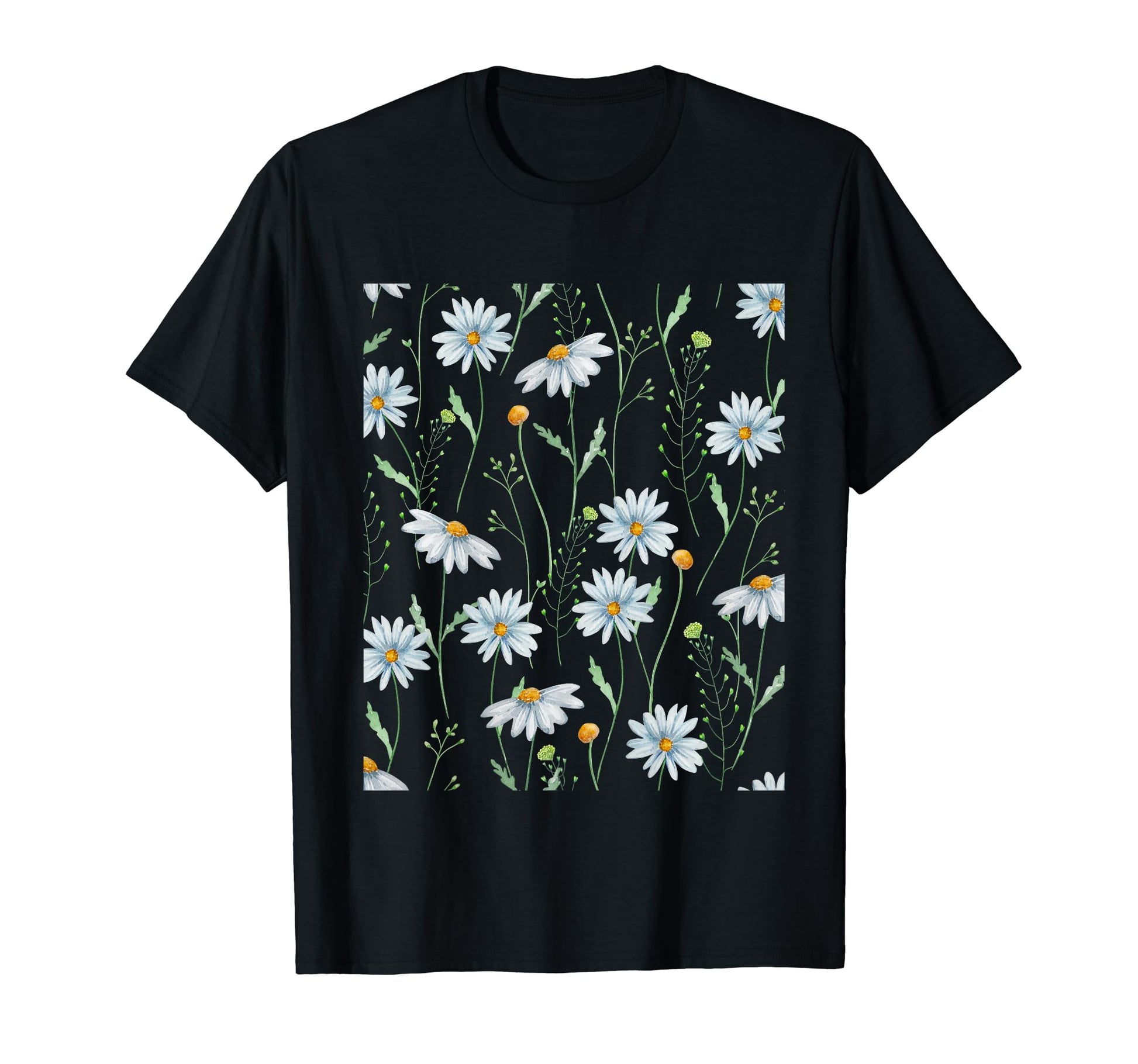 Daisy Watercolor Floral Pattern T-Shirt - Casual Everyday Wear Unisex - T-Shirt, Sweatshirt, Hoodie