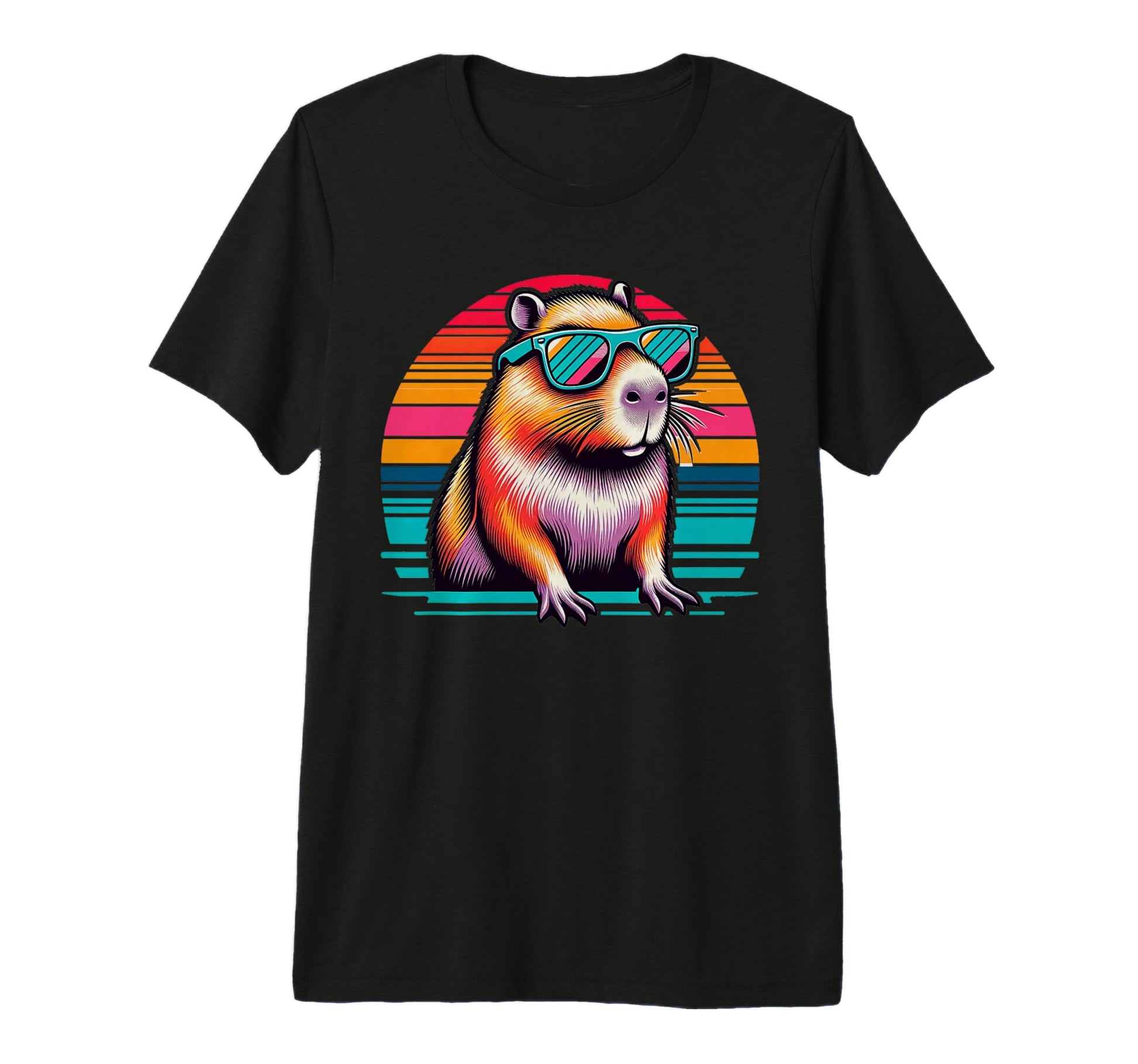 Funny Capybara Sunglasses Vaporwave T-Shirt - Minimalist Print for Adults - T-Shirt, Sweatshirt, Hoodie