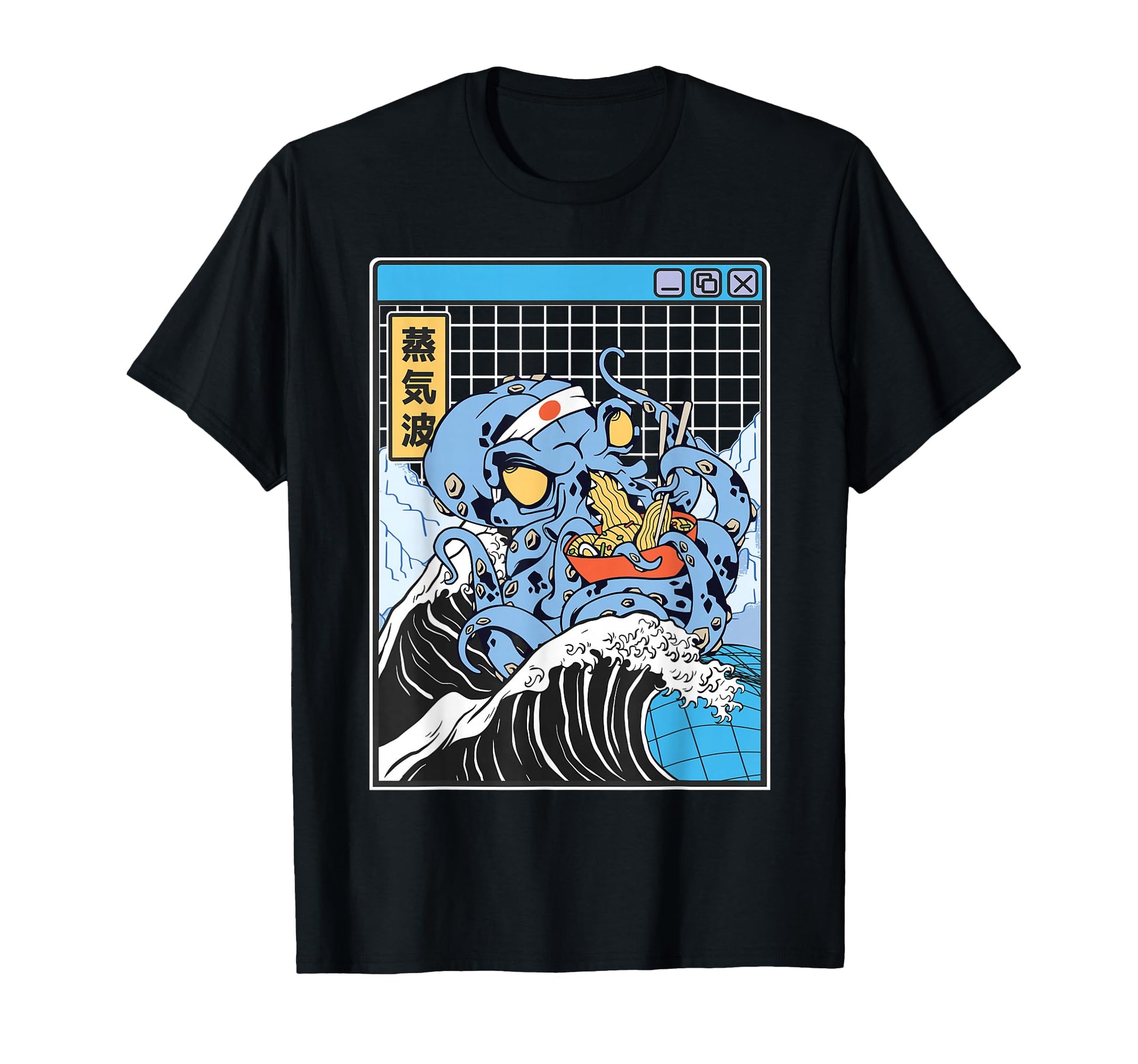 Kraken Eating Ramen Kanagawa Wave T-Shirt - Custom Art Print Unisex - T-Shirt, Sweatshirt, Hoodie