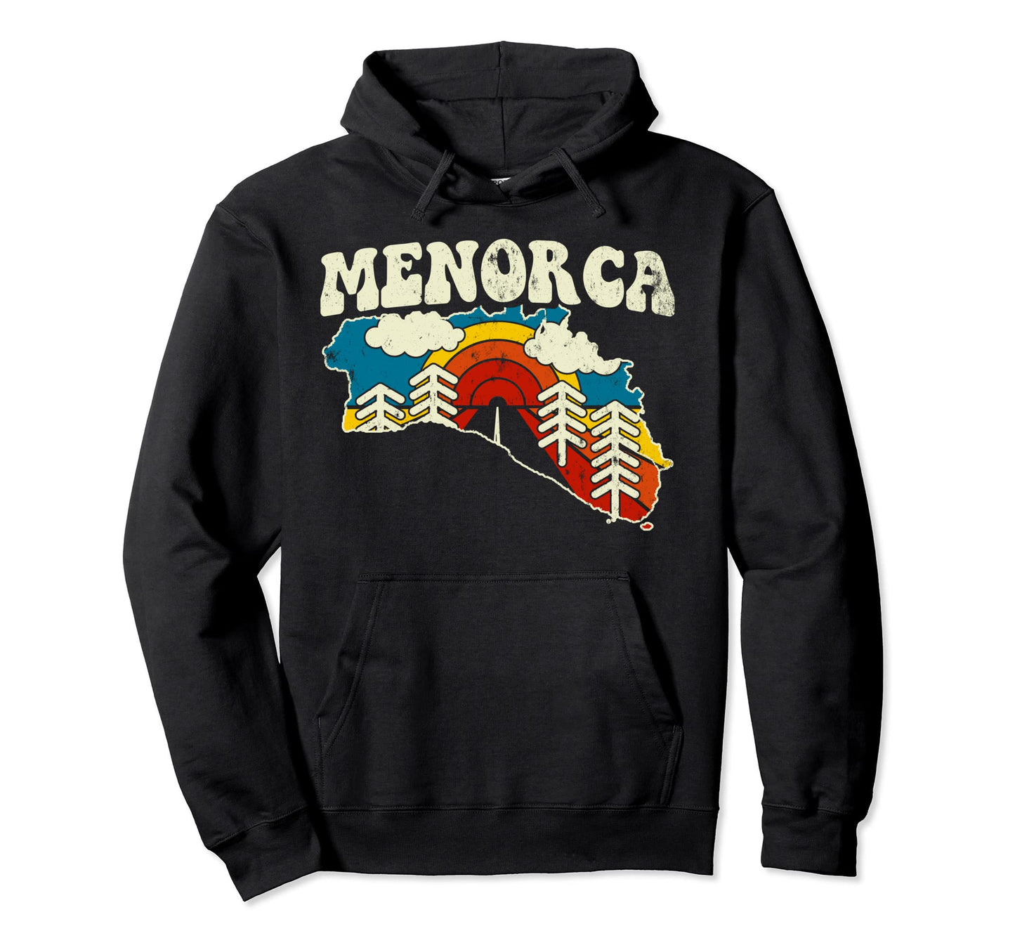 Menorca Spain Spanish Island Rainbow Hoodie - Custom Art Print for Adults - T-Shirt, Sweatshirt, Hoodie