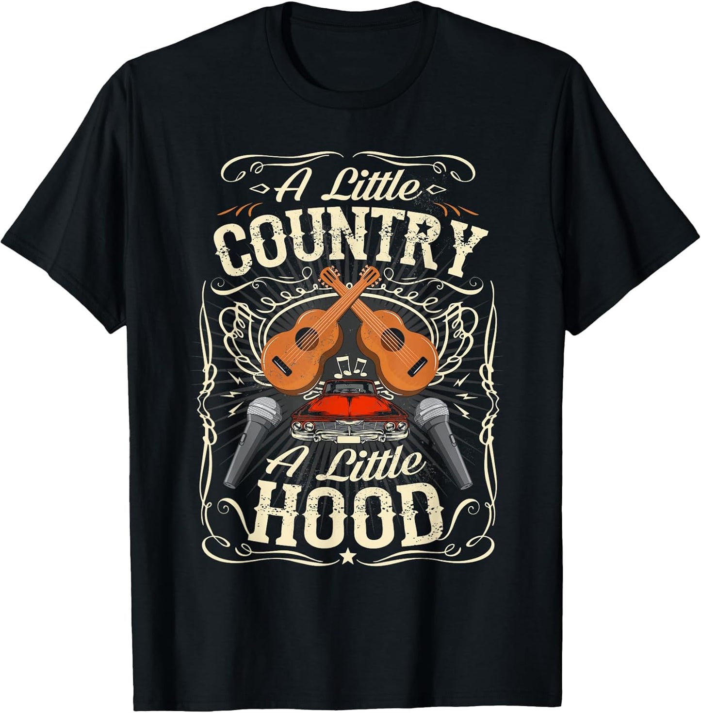 A Little Country Hood Vintage Western Hip Hop Rap - Adult & Kids T-Shirts, Sweatshirts & Hoodies apparel design preview 1