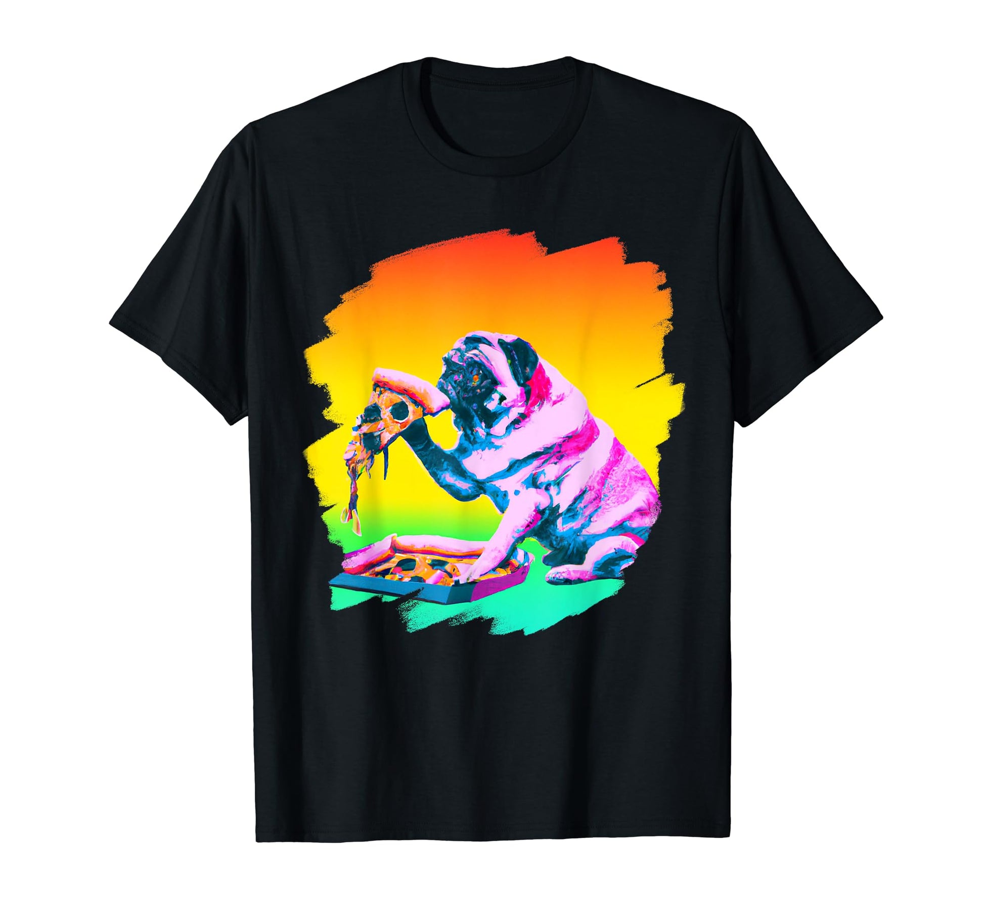 Pug Eating Pizza Funny Dog Pugs Pizza T-Shirt - Graphic Print Men Women - T-Shirt, Sweatshirt, Hoodie
