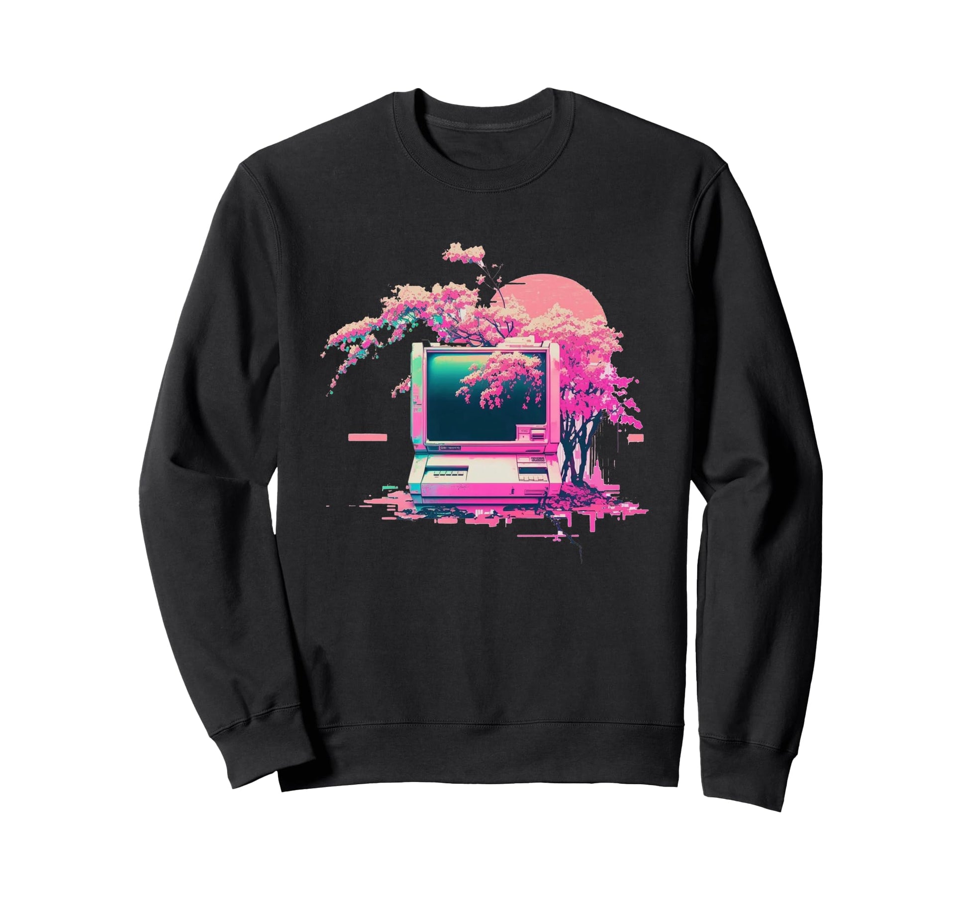 Vaperwave Aesthetic Glitch Sweatshirt - Casual Everyday Wear Men Women - T-Shirt, Sweatshirt, Hoodie