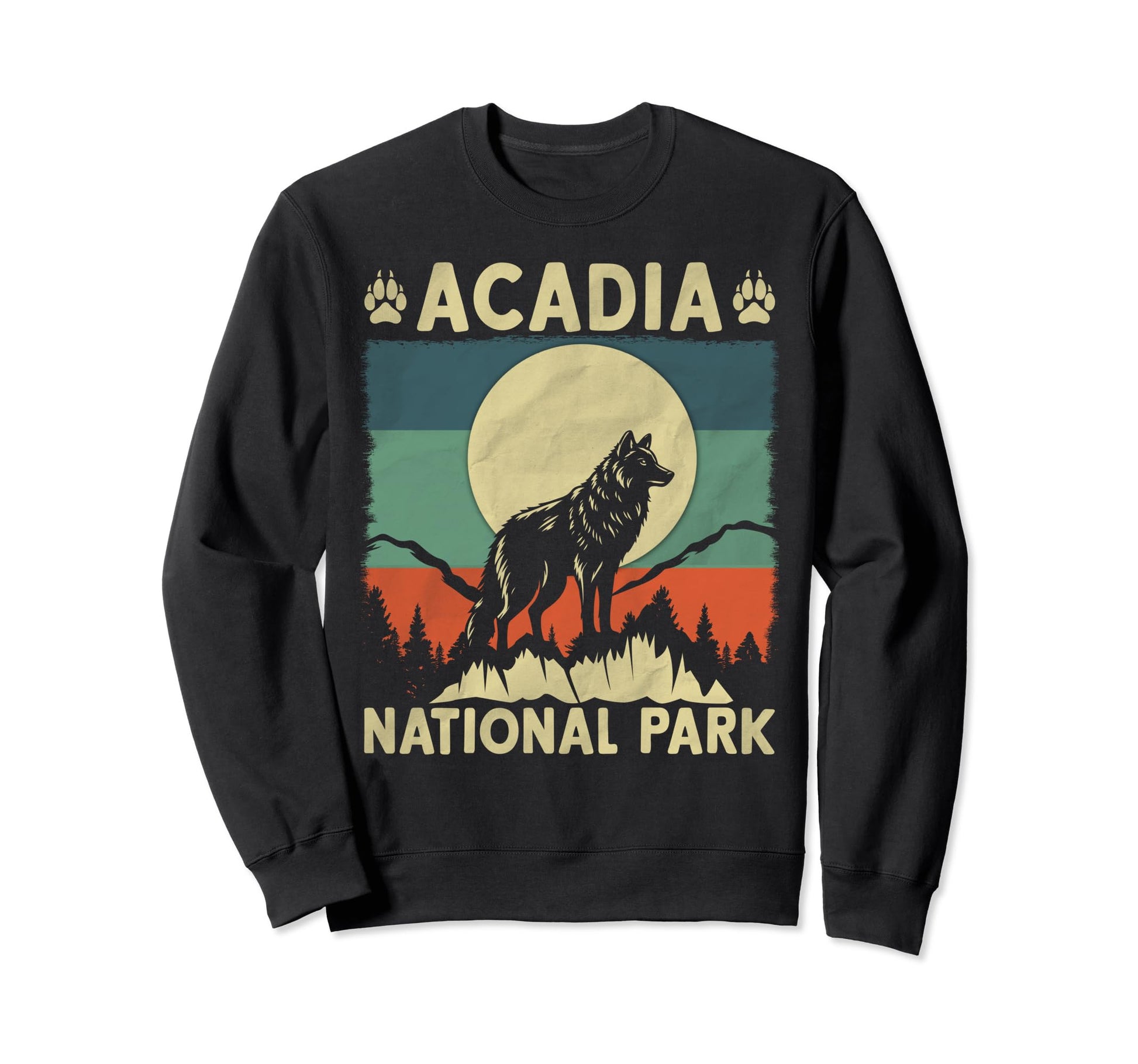 Wolf Acadia National Park Sweatshirt - Graphic Print Unisex - T-Shirt, Sweatshirt, Hoodie