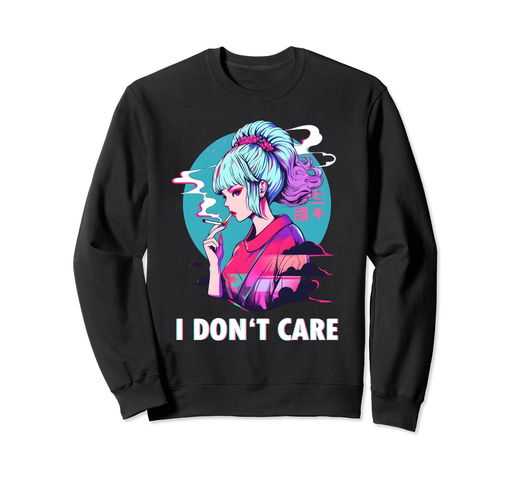 Aesthetic Vaporwave I Dont Care Sweatshirt - Custom Art Print Men Women - T-Shirt, Sweatshirt, Hoodie
