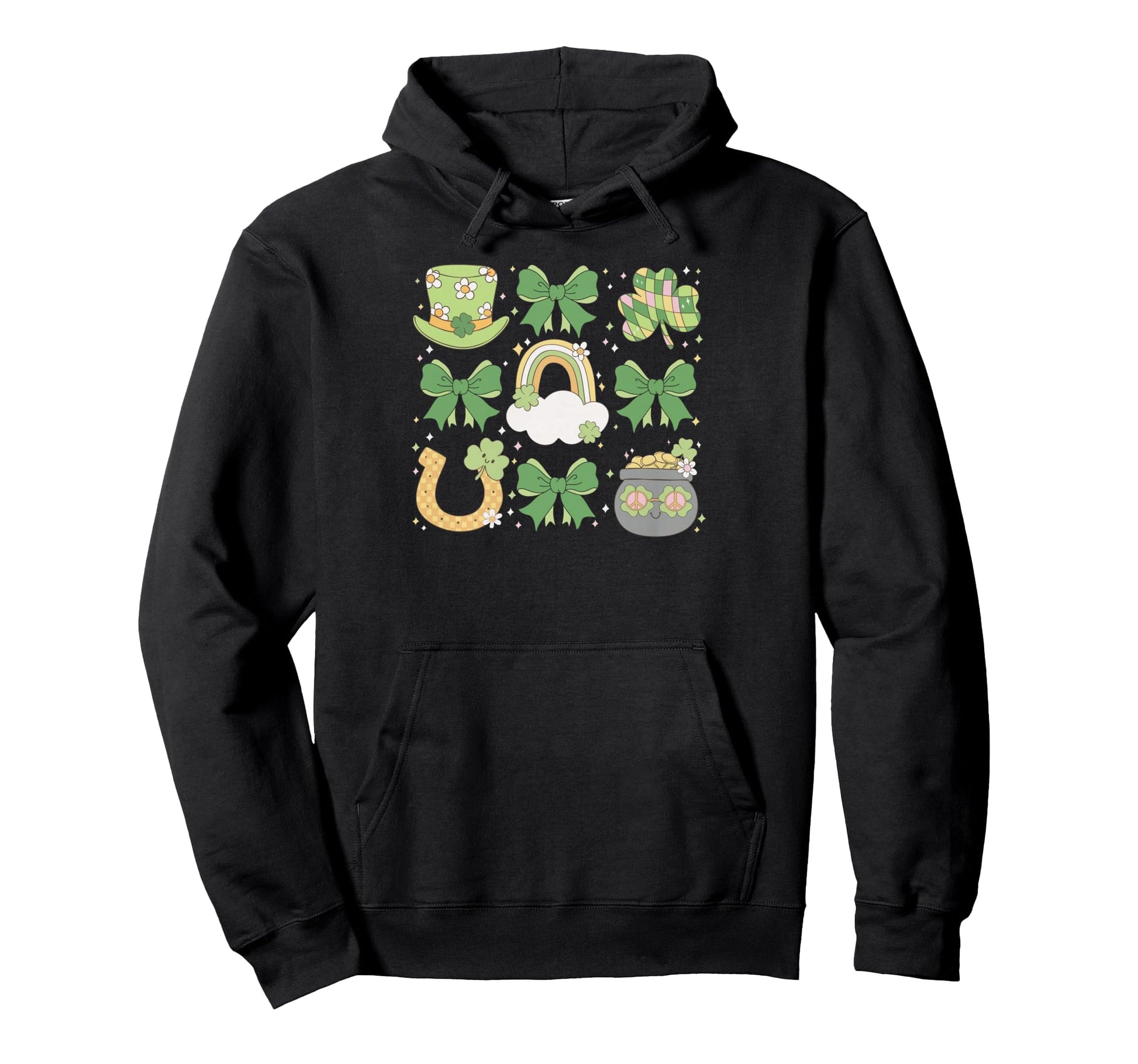 St Patricks Day Rainbow Clover Hoodie - Streetwear Style for Adults - T-Shirt, Sweatshirt, Hoodie