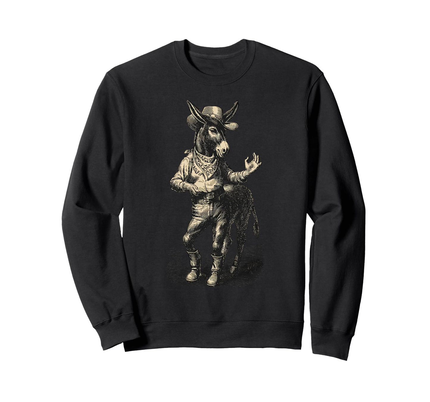 Country Cowboy Donkey Rodeo Cowgirl Sweatshirt - Graphic Print for Adults - T-Shirt, Sweatshirt, Hoodie