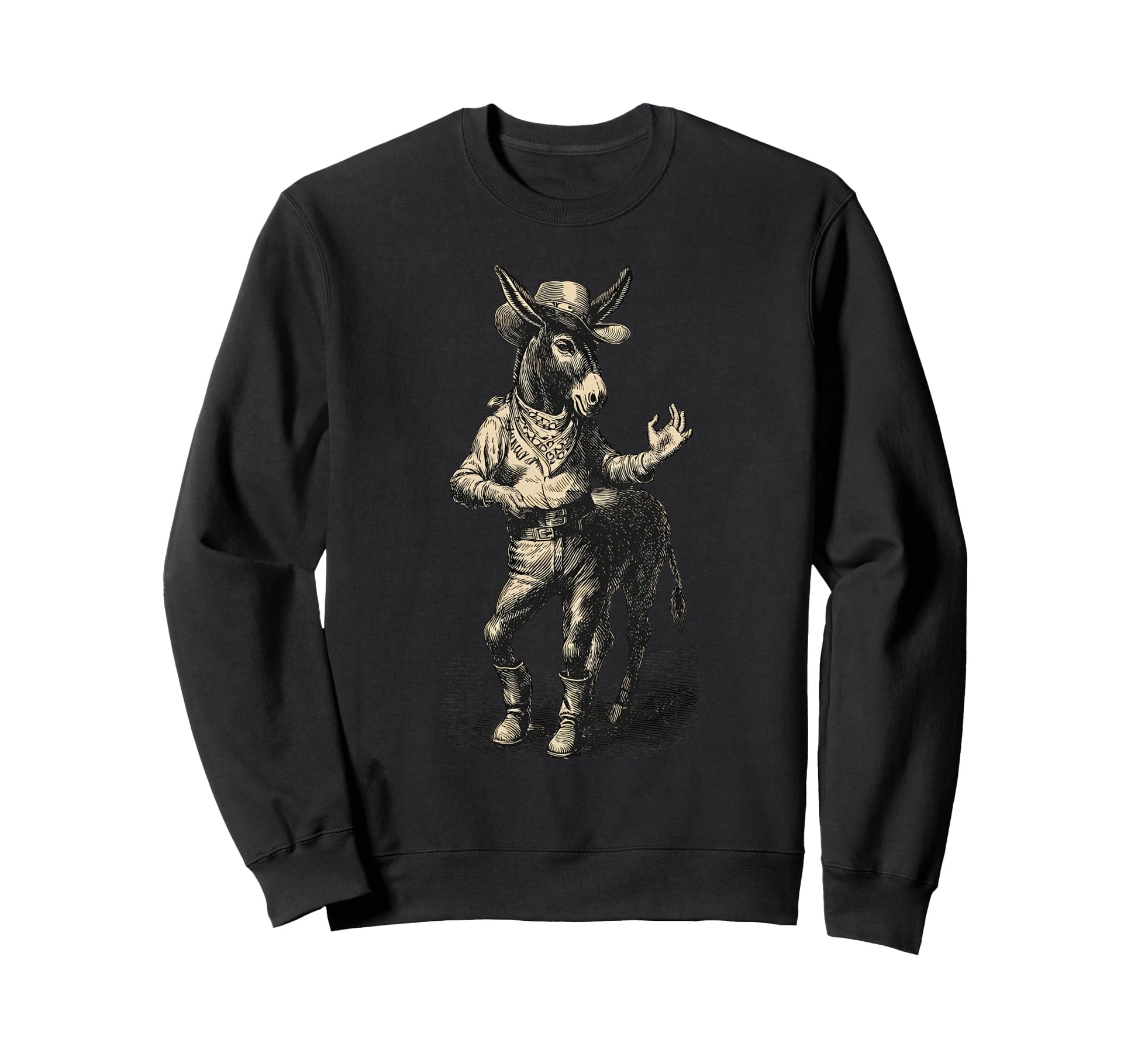 Country Cowboy Donkey Rodeo Cowgirl Sweatshirt - Graphic Print for Adults - T-Shirt, Sweatshirt, Hoodie