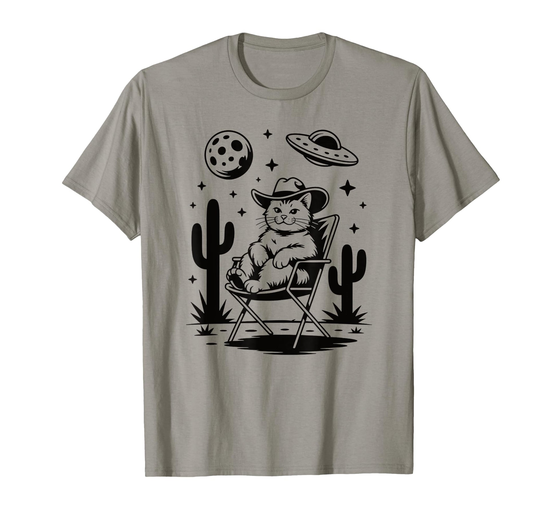 Howdy Cat Lovers Ufo Desert Western T-Shirt - Unique Graphic for Adults - T-Shirt, Sweatshirt, Hoodie