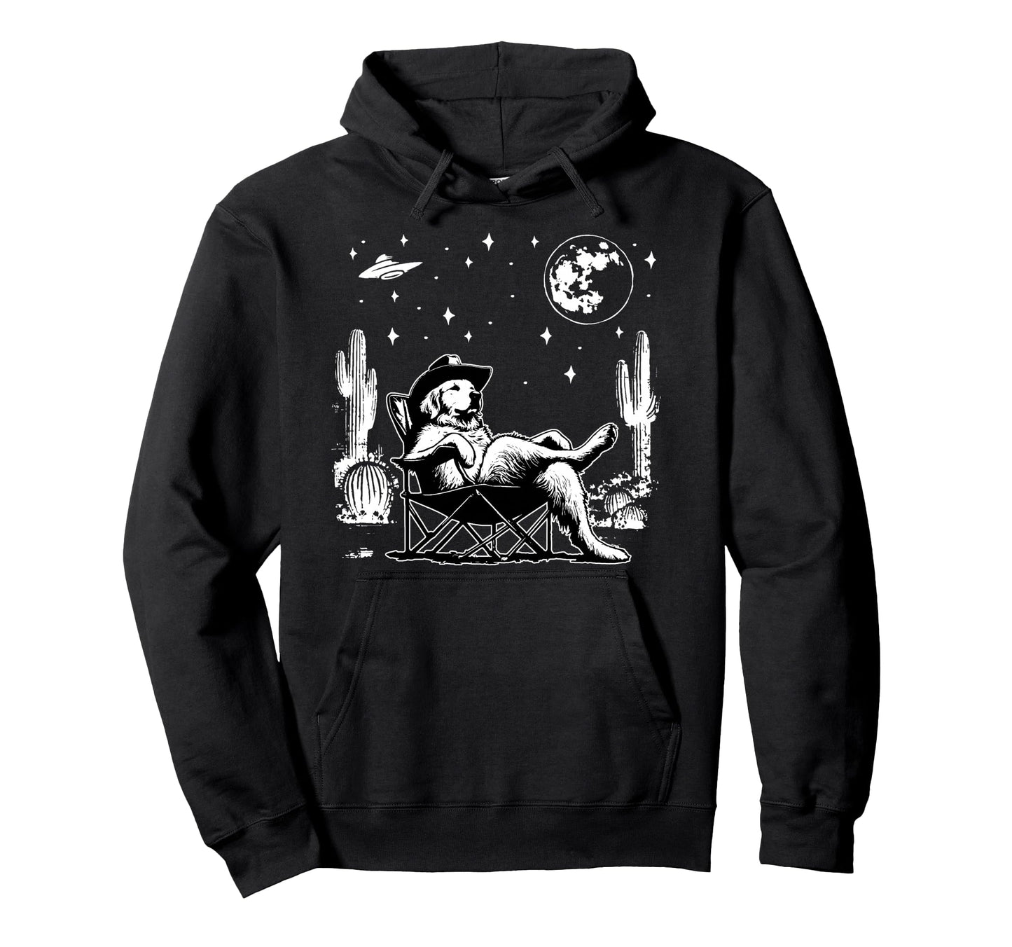 Golden Retriever Ufo 90S Western Hoodie - Custom Art Print Men Women - T-Shirt, Sweatshirt, Hoodie
