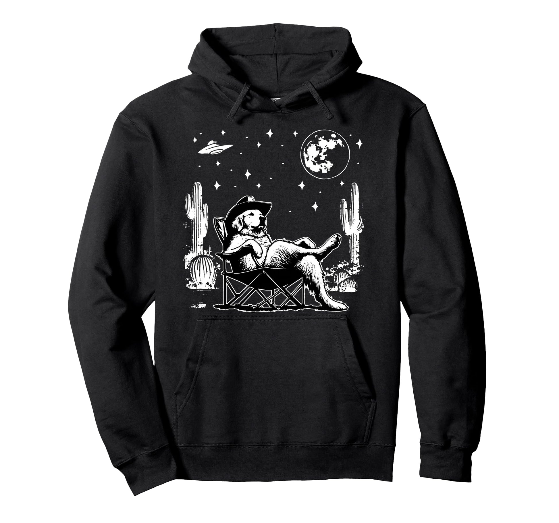 Golden Retriever Ufo 90S Western Hoodie - Custom Art Print Men Women - T-Shirt, Sweatshirt, Hoodie
