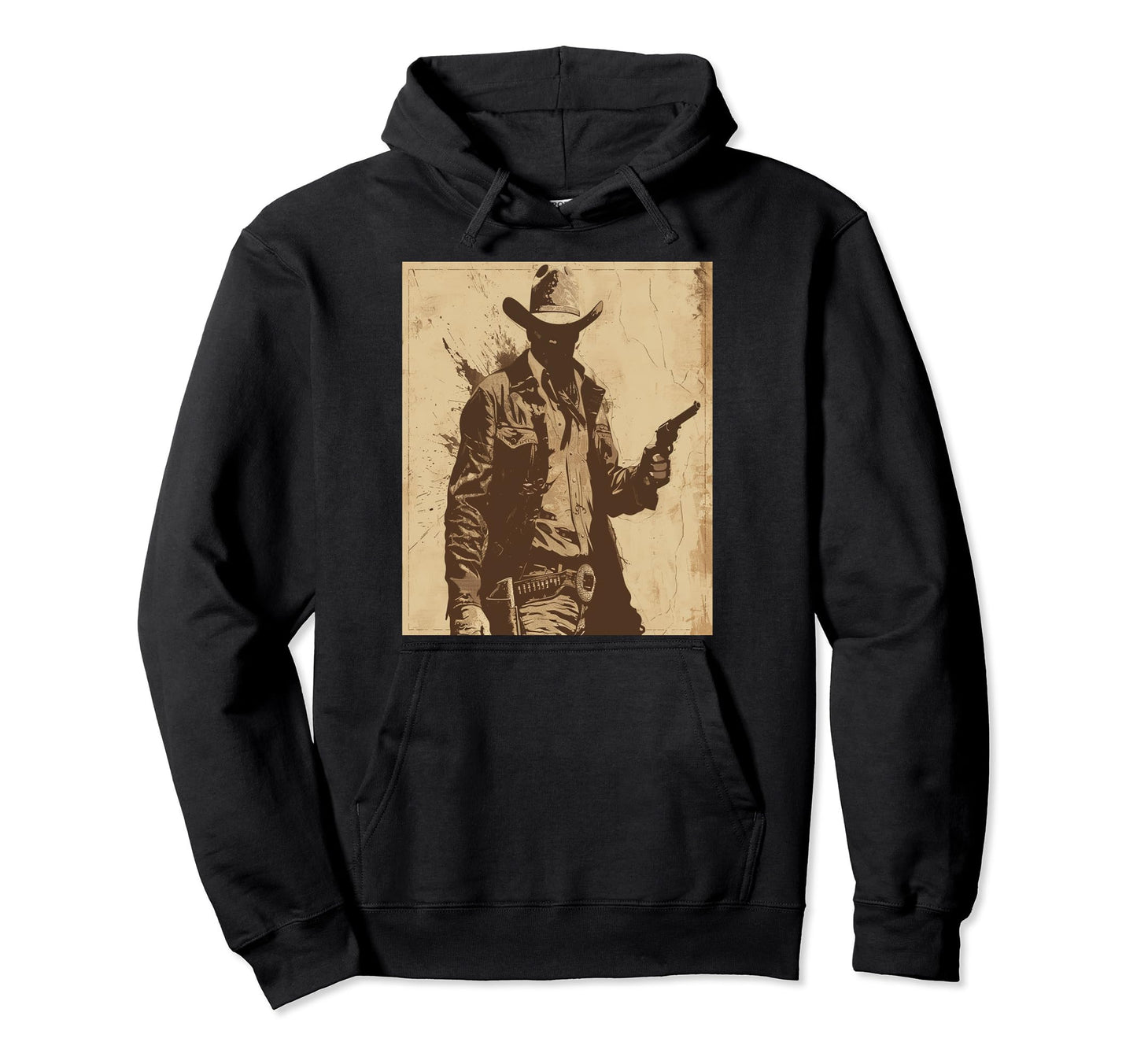 1950S Western Ranch Cowboy Hat Desert Hoodie - Minimalist Print for Adults - T-Shirt, Sweatshirt, Hoodie