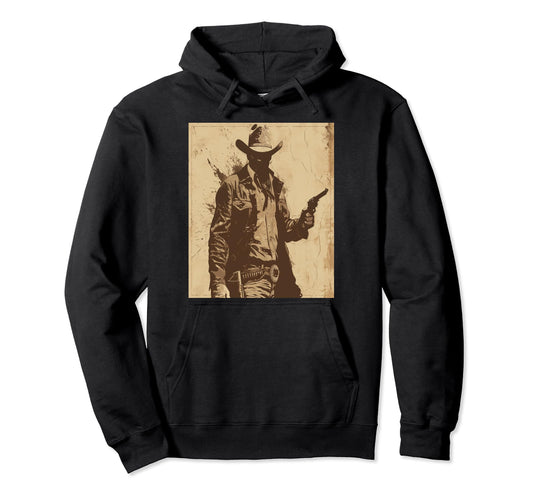 1950S Western Ranch Cowboy Hat Desert Hoodie - Minimalist Print for Adults - T-Shirt, Sweatshirt, Hoodie