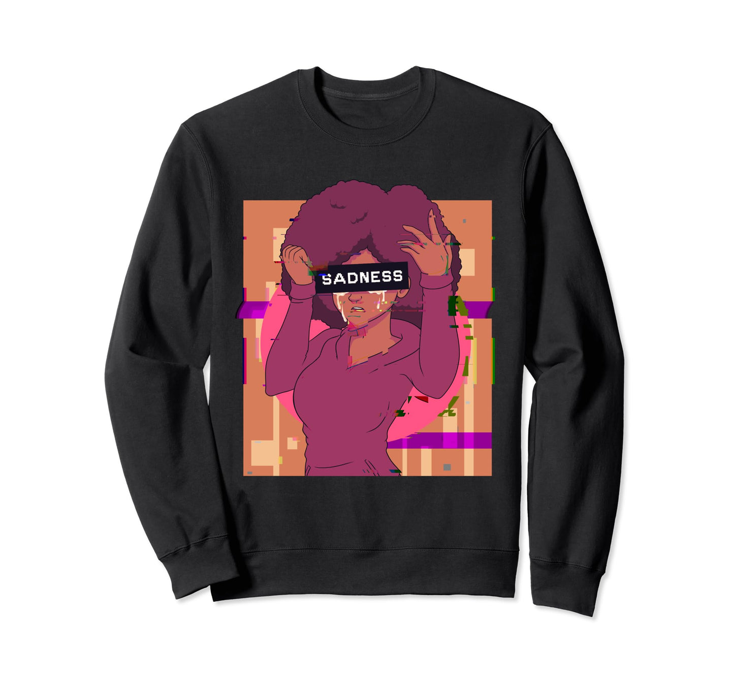 Sad Anime Japanese Aesthetic Vaporwave Sweatshirt - Unique Graphic Unisex - T-Shirt, Sweatshirt, Hoodie
