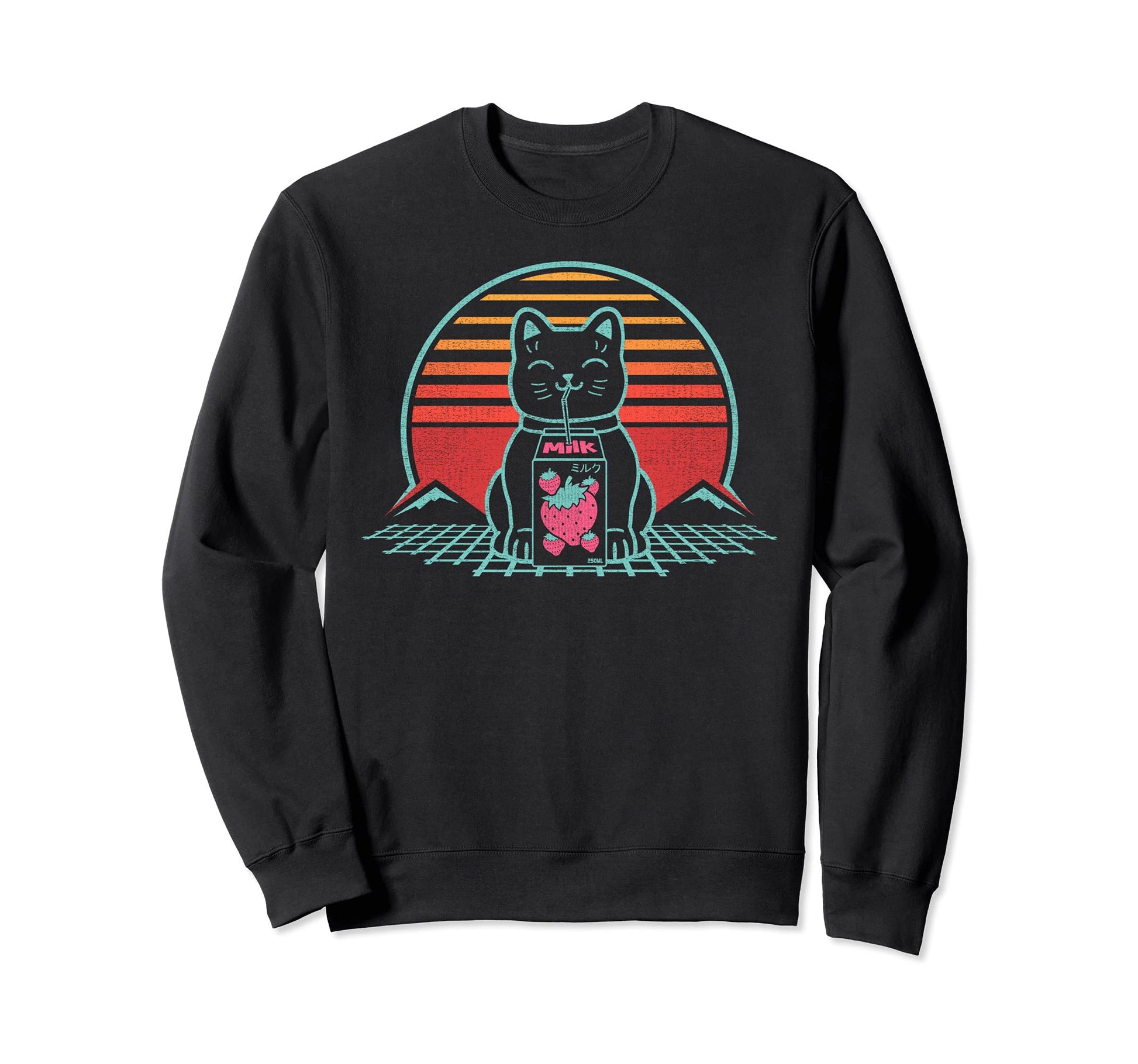 Strawberry Milk Cat Chonk Kawaii Sweatshirt - Aesthetic Graphic for Adults - T-Shirt, Sweatshirt, Hoodie