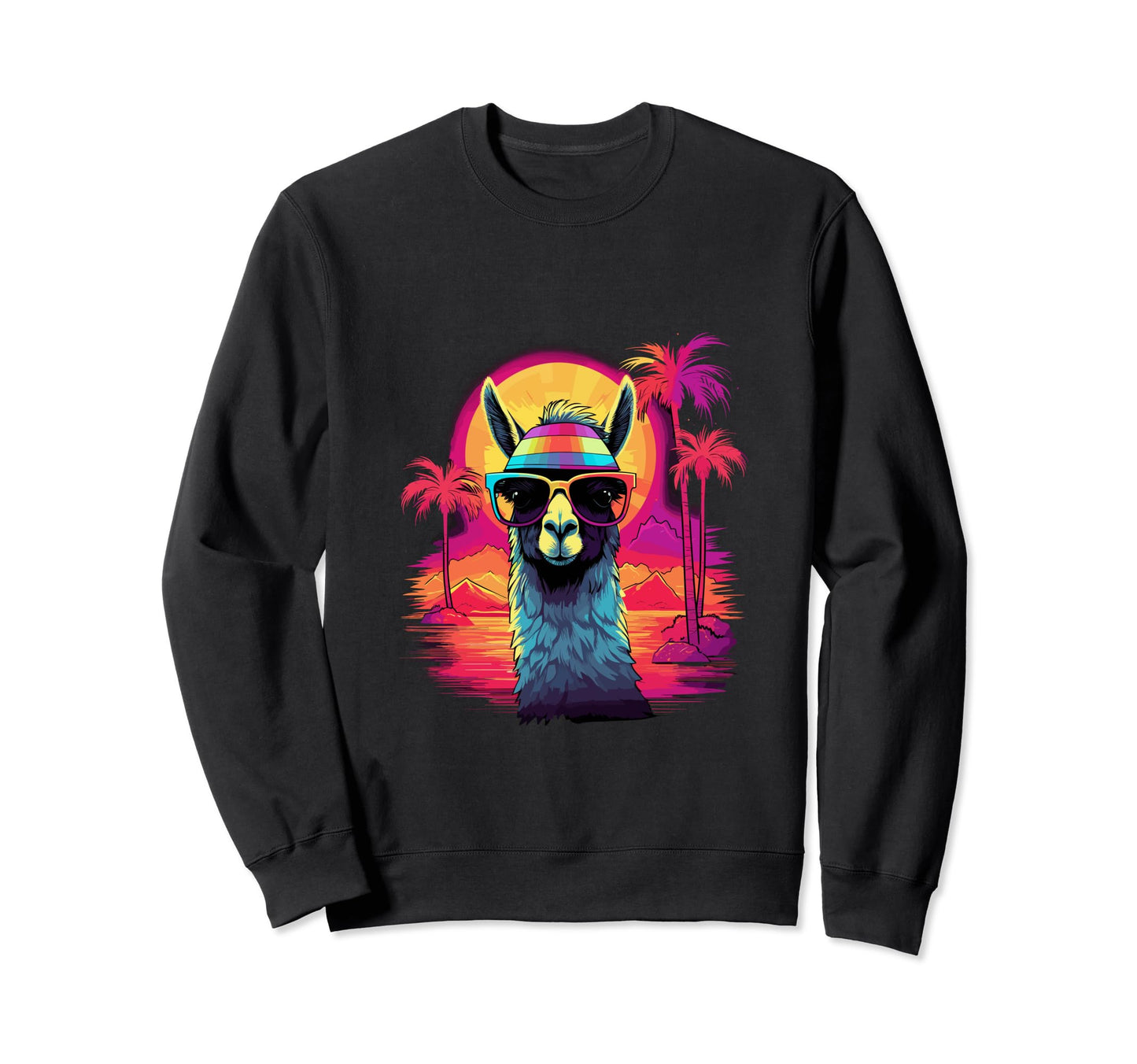 Funny Llama Vaporwave Aesthetic Sweatshirt - Custom Art Print Unisex - T-Shirt, Sweatshirt, Hoodie