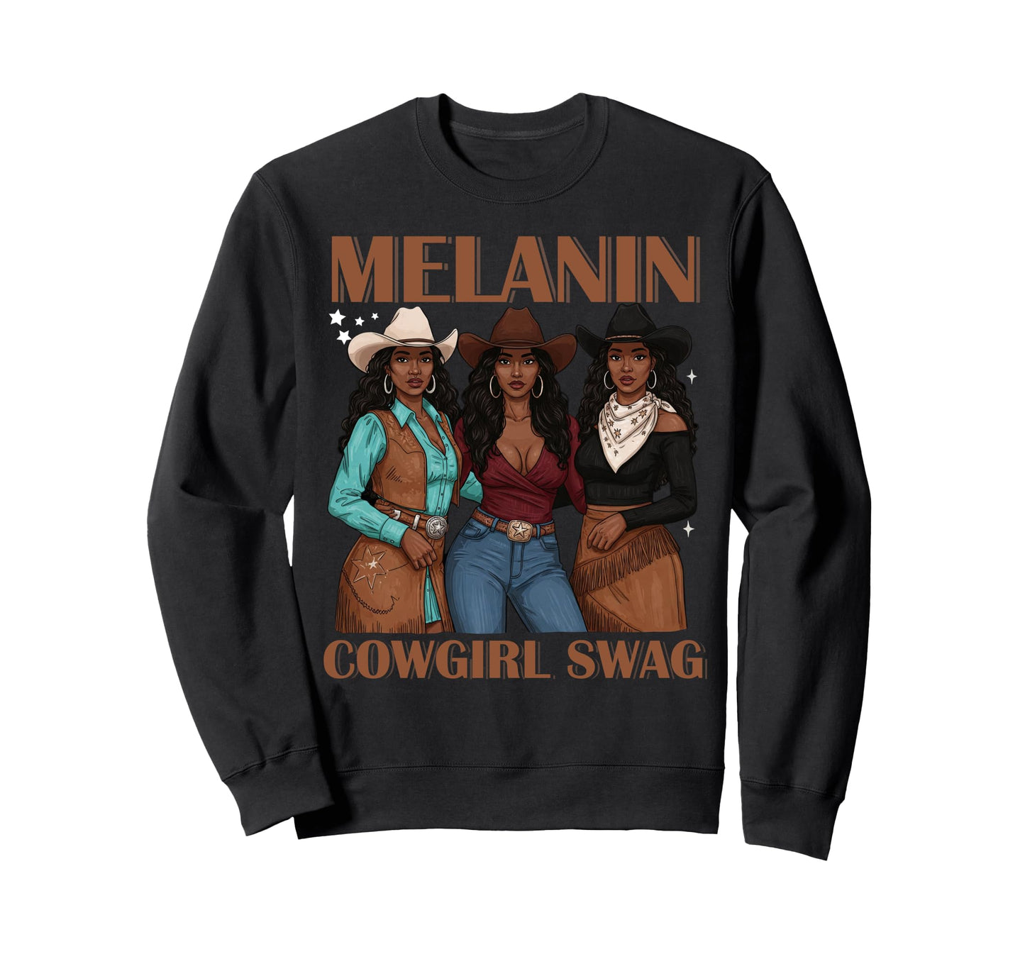 Lets Go Western Country Melanin Sweatshirt - Minimalist Print Unisex - T-Shirt, Sweatshirt, Hoodie