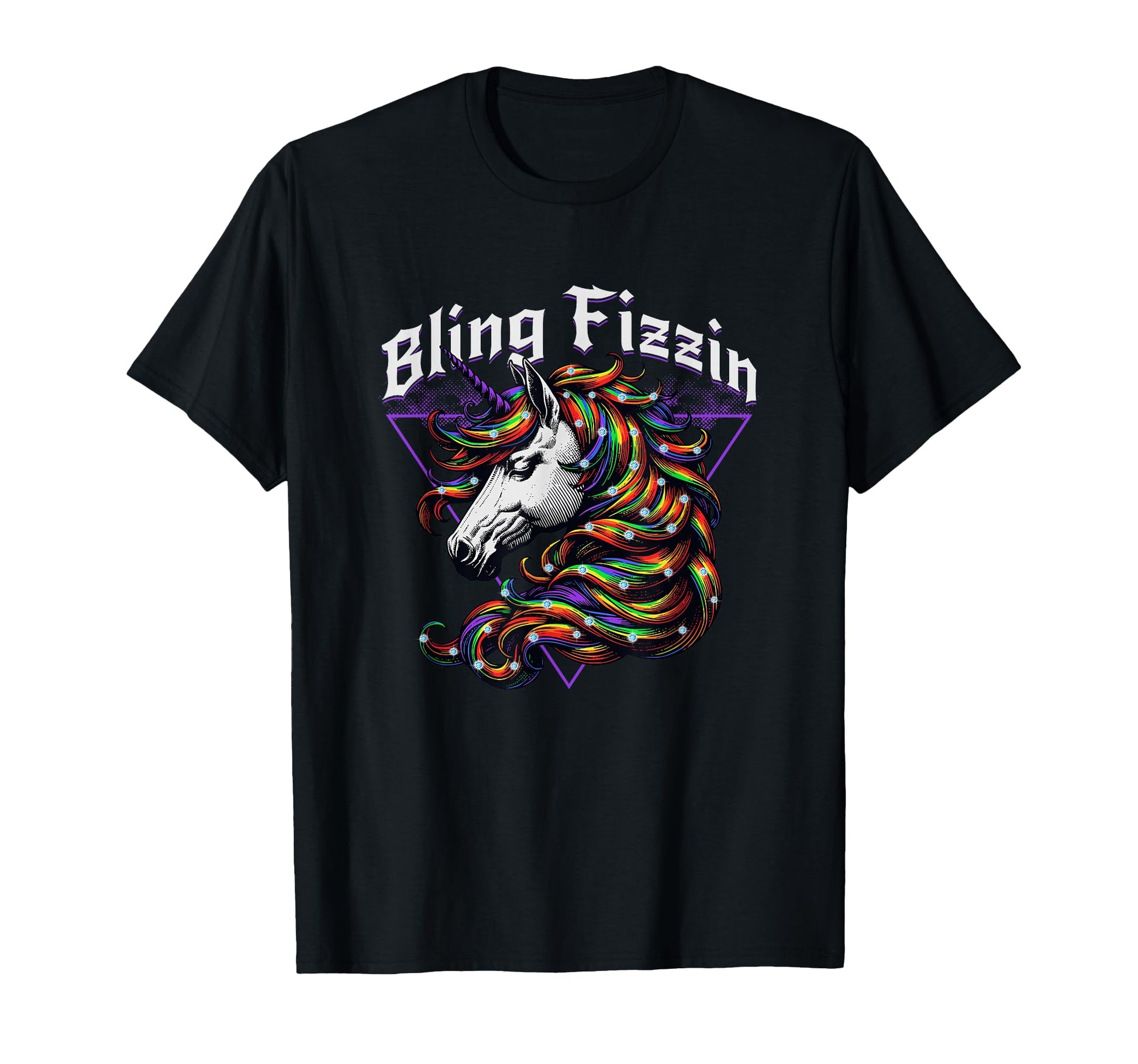 Bling Fizzin Unicorn Rainbow Hair T-Shirt - Casual Everyday Wear Unisex - T-Shirt, Sweatshirt, Hoodie