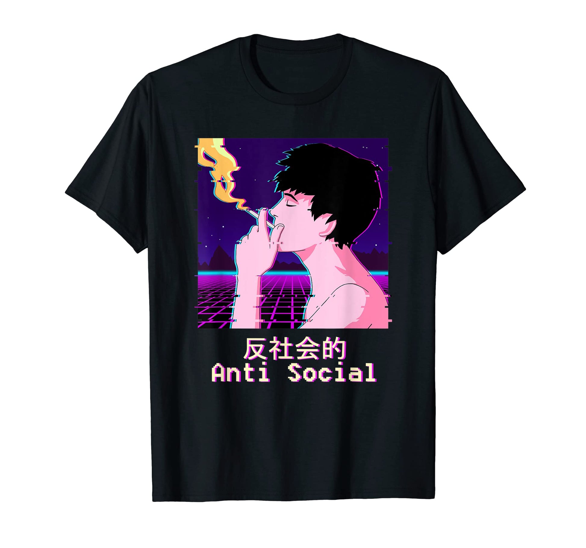 Sad Smoking Anti Social Vaporwave T-Shirt - Streetwear Style Men Women - T-Shirt, Sweatshirt, Hoodie