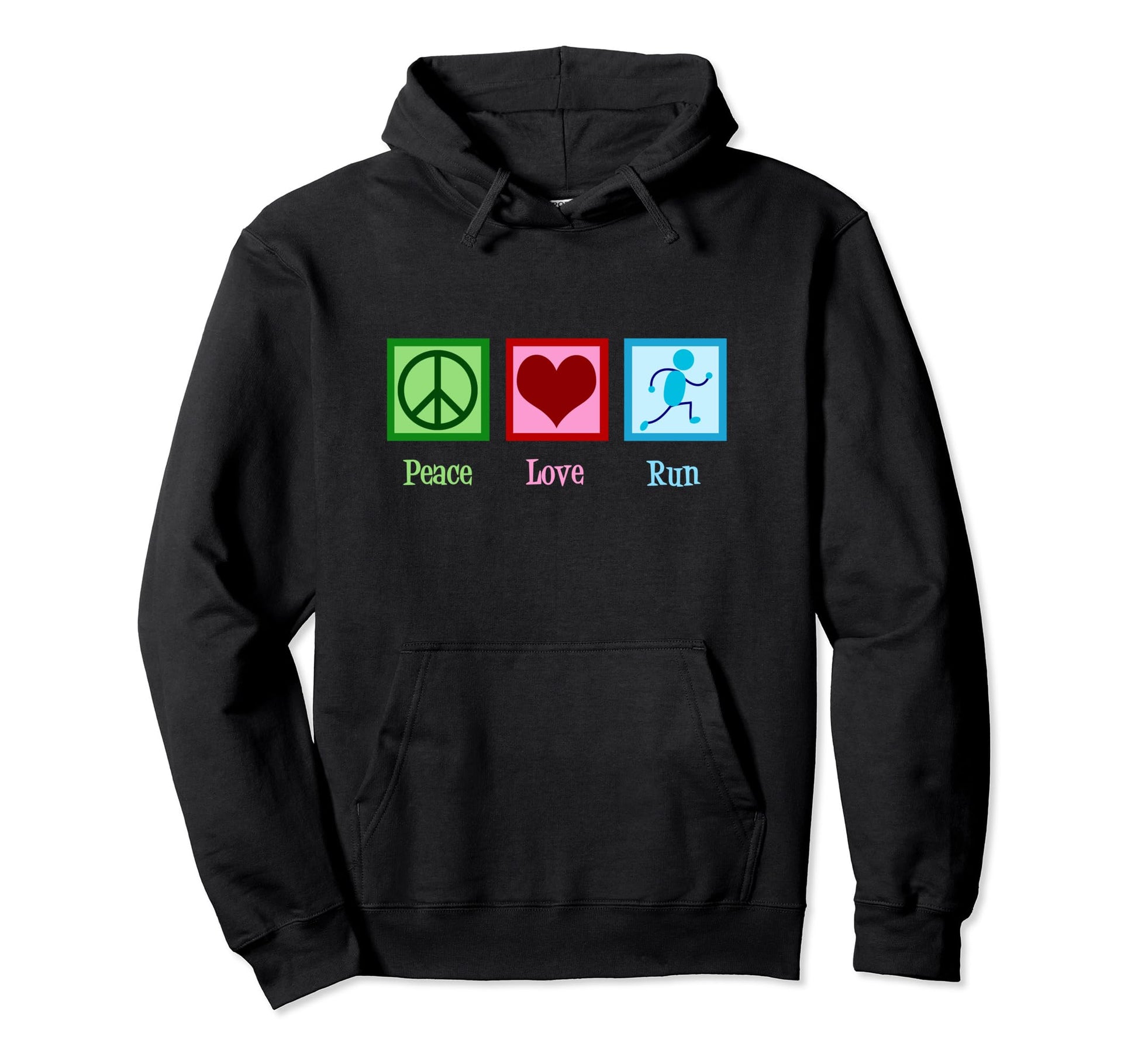 Peace Love Run Running Gift Hoodie - Trendy Graphic Unisex - T-Shirt, Sweatshirt, Hoodie