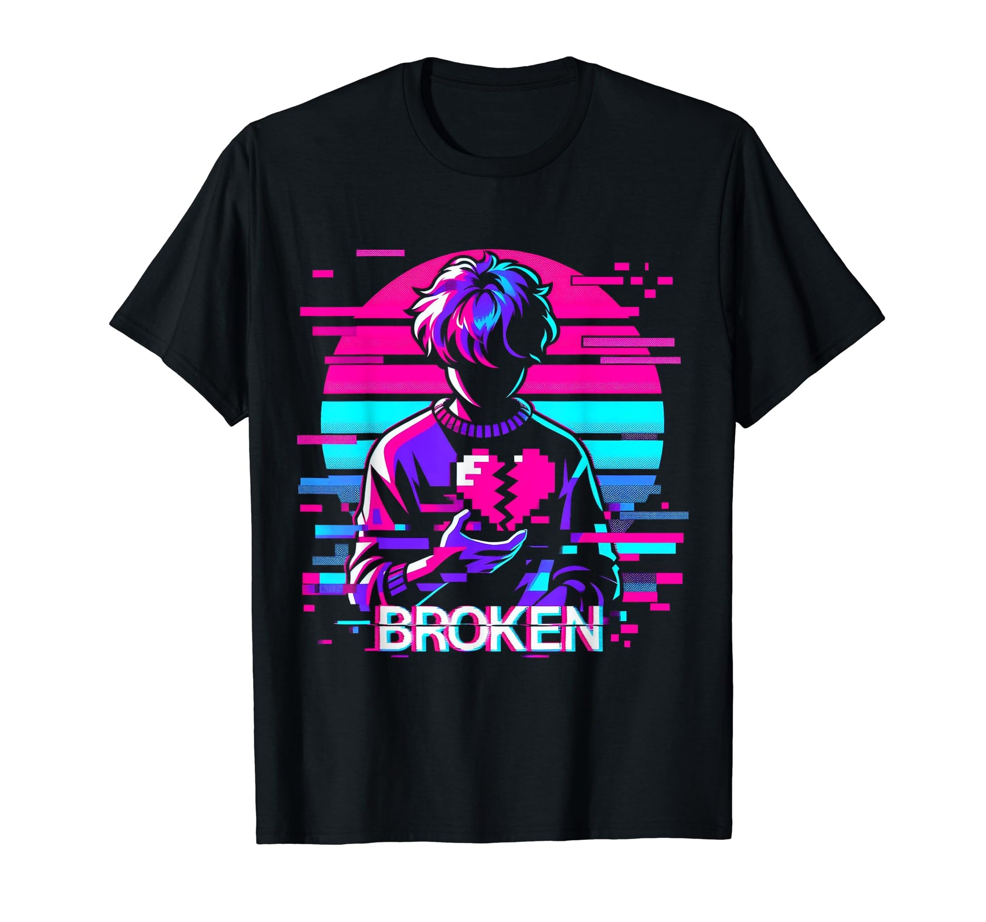 Sad Anime Pixel Japanese Vaporwave T-Shirt - Aesthetic Graphic Men Women - T-Shirt, Sweatshirt, Hoodie