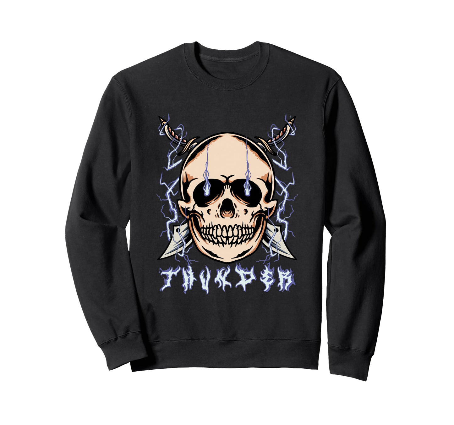 Lightning Skull Thunder Aesthetic Sweatshirt - Minimalist Print Men Women - T-Shirt, Sweatshirt, Hoodie