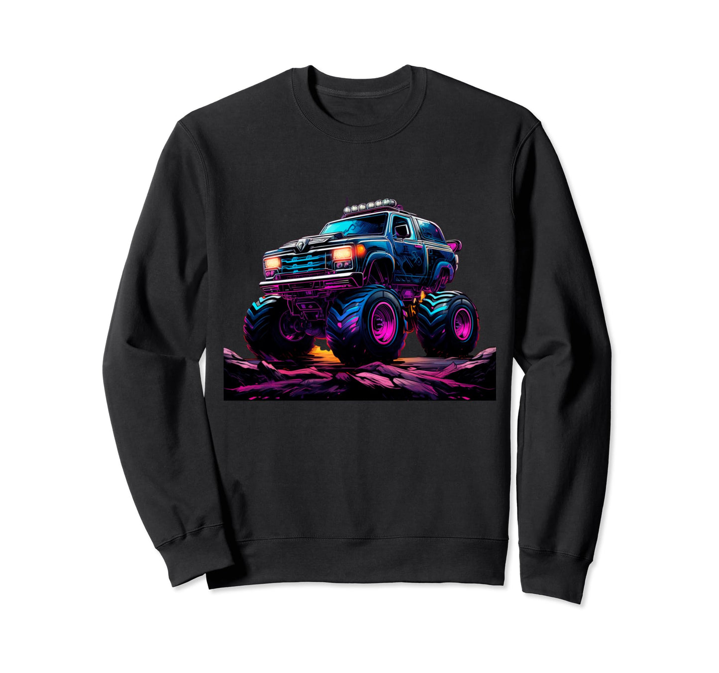 Monster Trucks Vaporwave Sweatshirt - Fun Novelty Design for Adults - T-Shirt, Sweatshirt, Hoodie