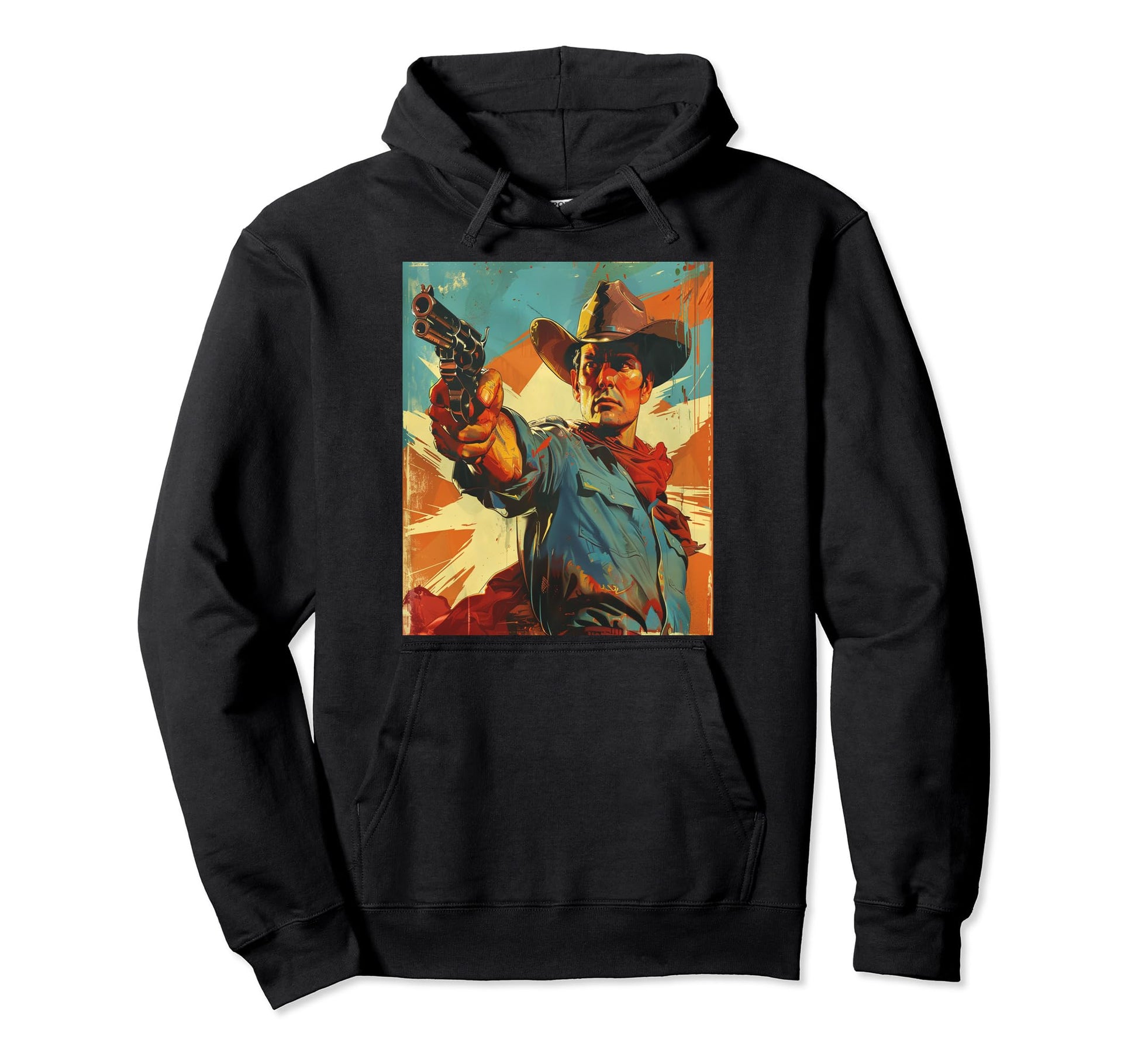 1950S Western Ranch Cowboy Hat Desert Art Hoodie - Trendy Graphic Unisex - T-Shirt, Sweatshirt, Hoodie