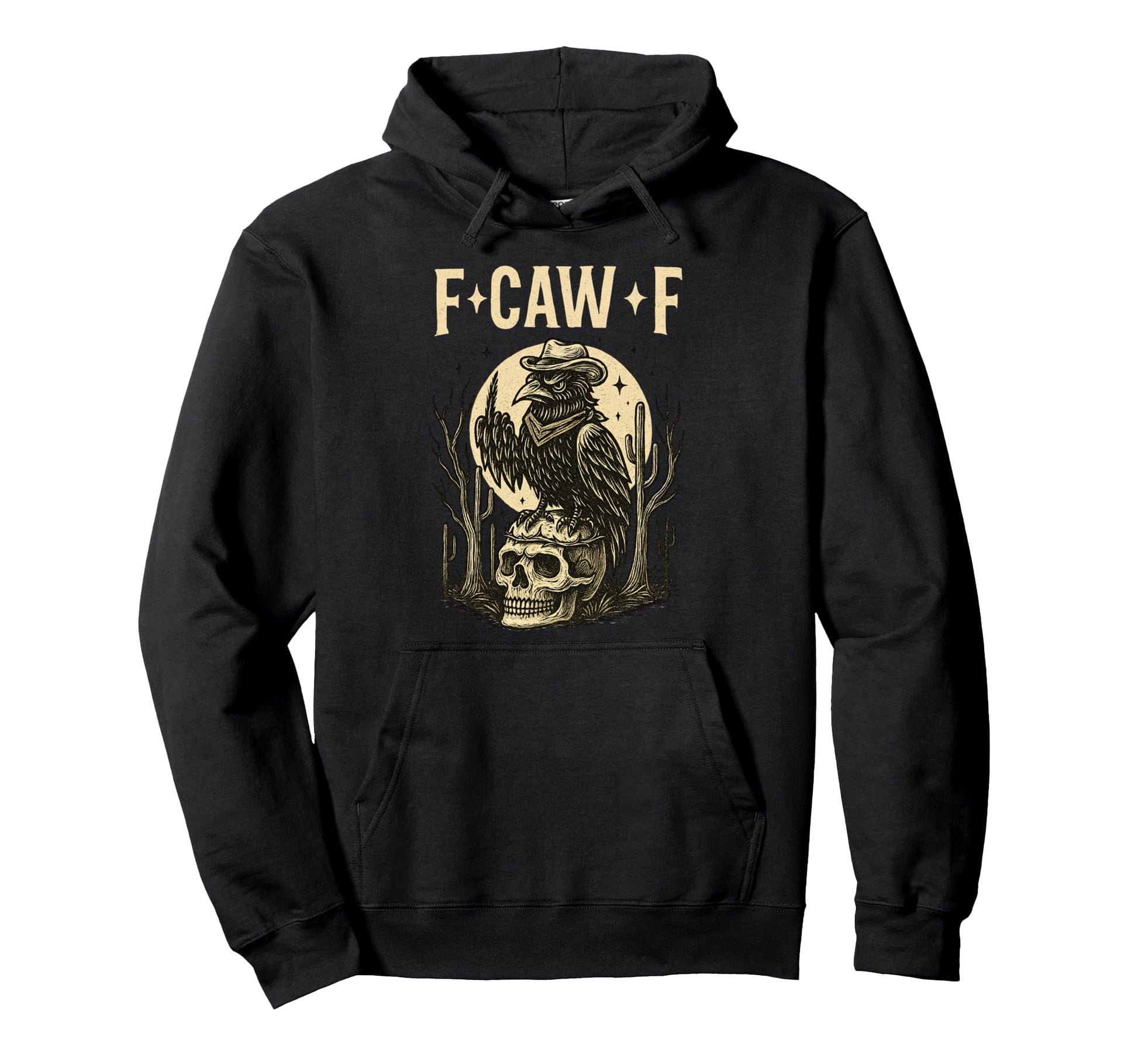 F Cawf F Raven Cowboy Western Gothic Hoodie - Streetwear Style Men Women - T-Shirt, Sweatshirt, Hoodie