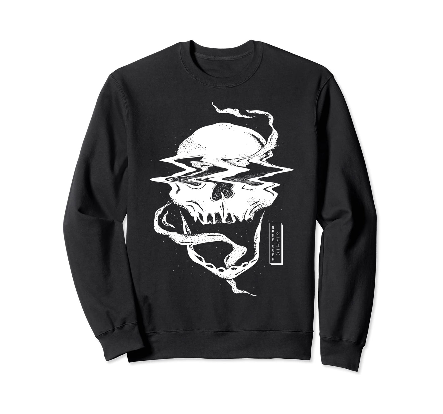 Edgy Skull Game Over Vaporwave Sweatshirt - Graphic Print for Adults - T-Shirt, Sweatshirt, Hoodie