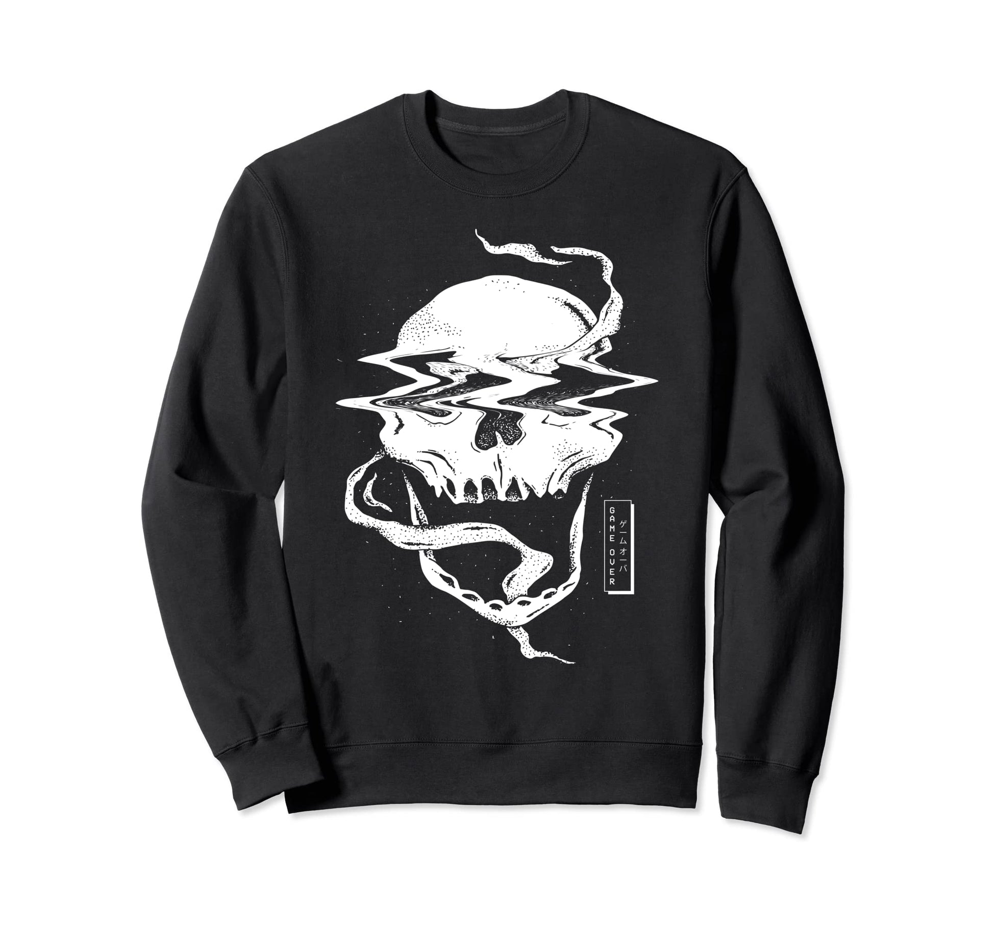 Edgy Skull Game Over Vaporwave Sweatshirt - Graphic Print for Adults - T-Shirt, Sweatshirt, Hoodie