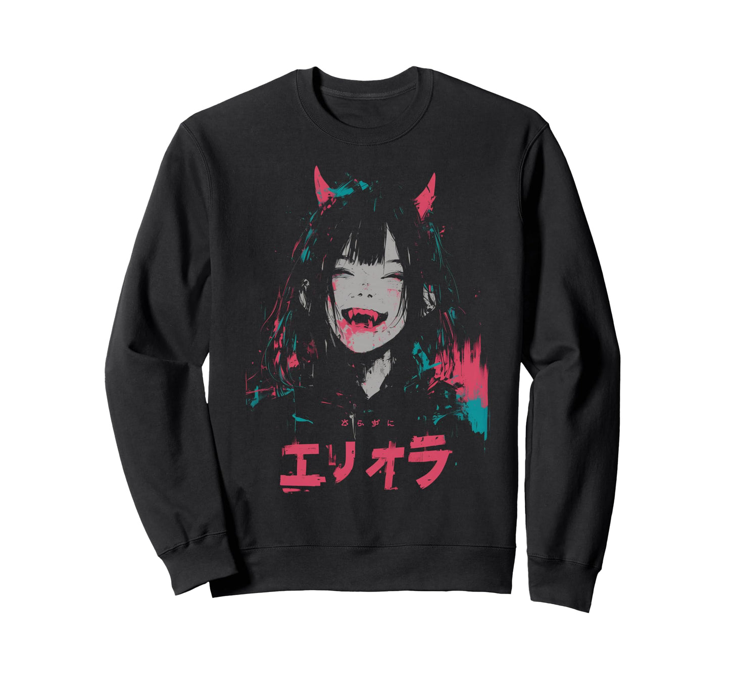 Goth Grunge Demon Anime Waifu Sweatshirt - Aesthetic Graphic for Adults - T-Shirt, Sweatshirt, Hoodie