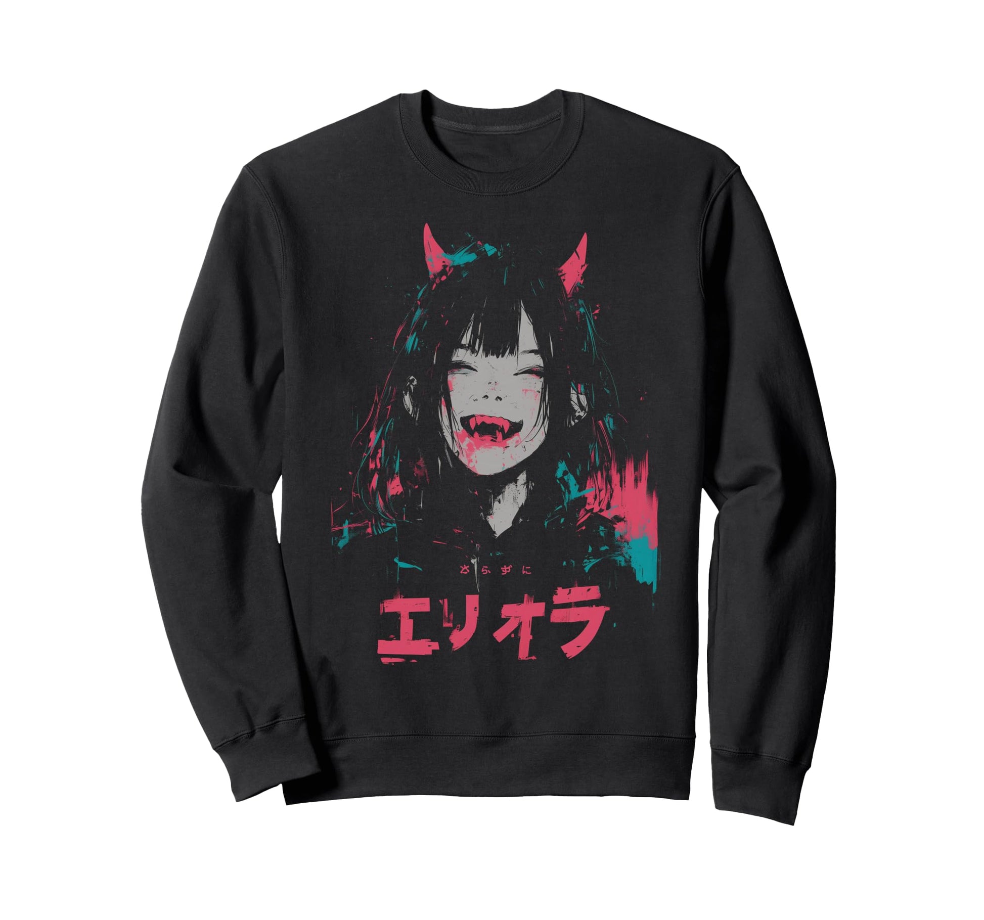 Goth Grunge Demon Anime Waifu Sweatshirt - Aesthetic Graphic for Adults - T-Shirt, Sweatshirt, Hoodie