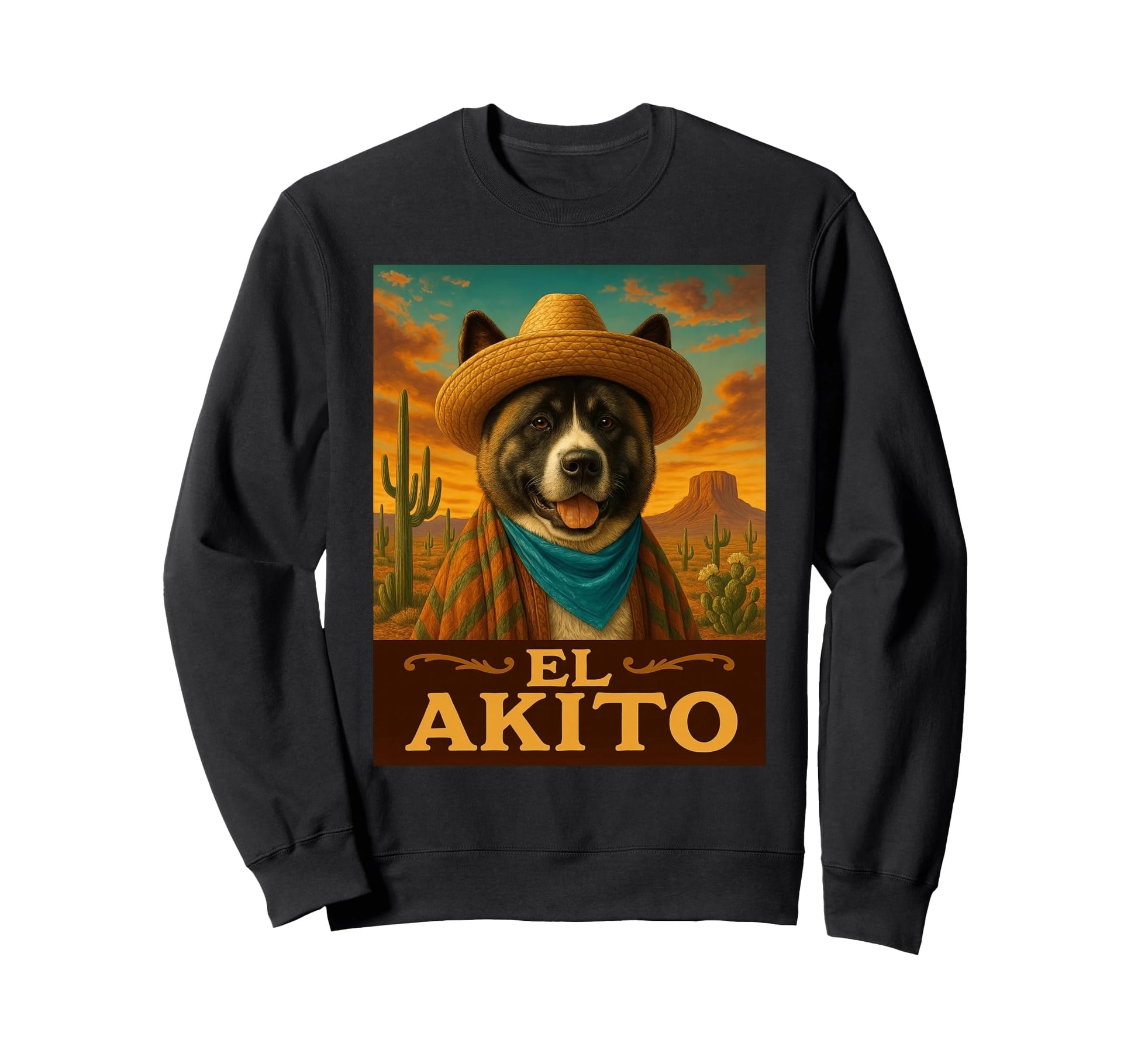 American Akita El Akito Wild West Sweatshirt - Trendy Graphic for Adults - T-Shirt, Sweatshirt, Hoodie