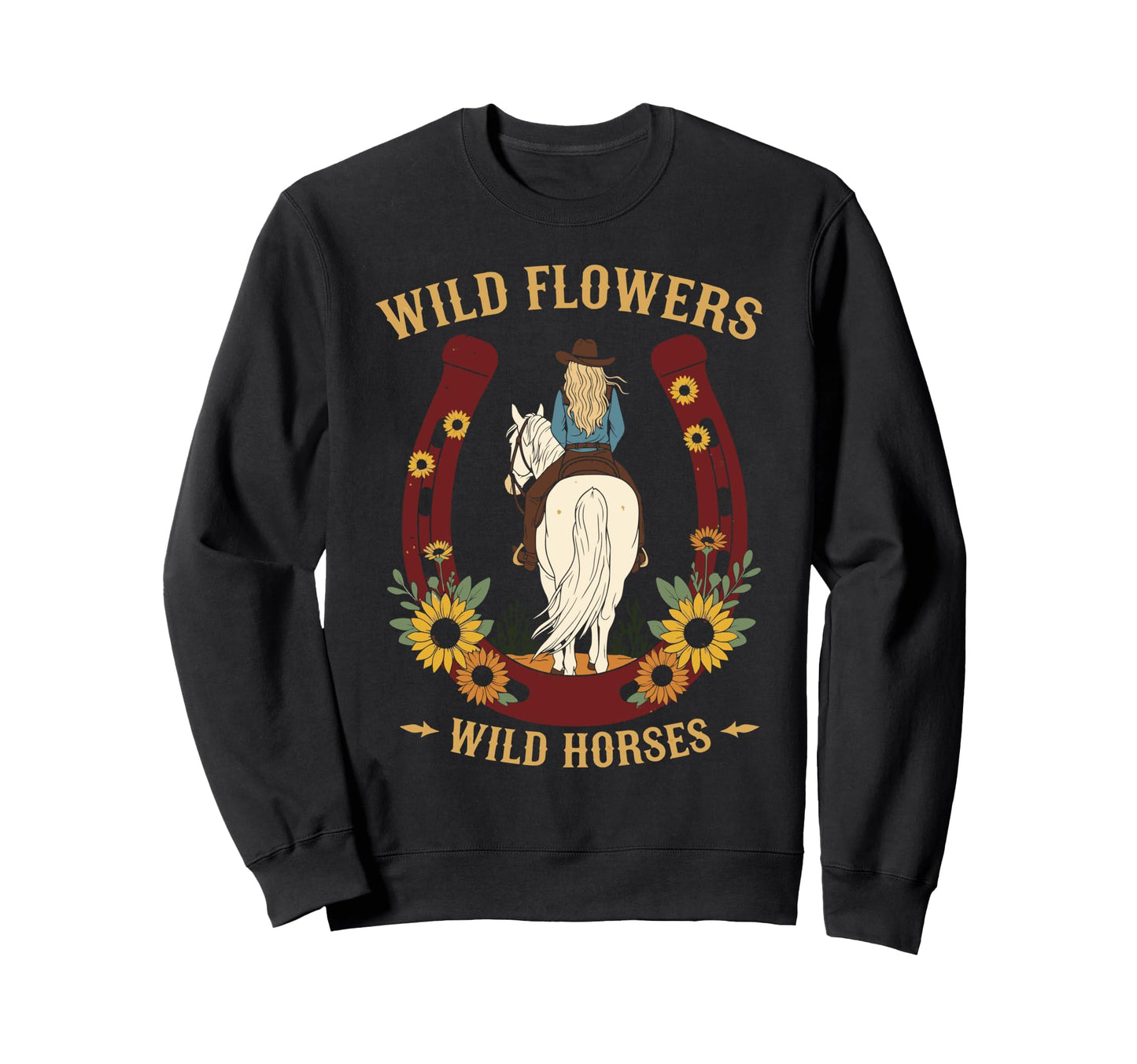 Wild Flowers Wild Horses Rodeo Sweatshirt - Minimalist Print for Adults - T-Shirt, Sweatshirt, Hoodie