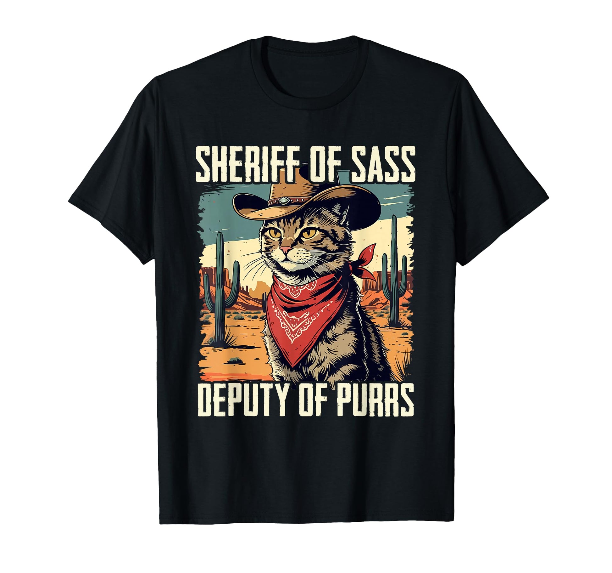 Funny Sheriff Cat Meme Cowboy T-Shirt - Novelty Apparel Unisex - T-Shirt, Sweatshirt, Hoodie