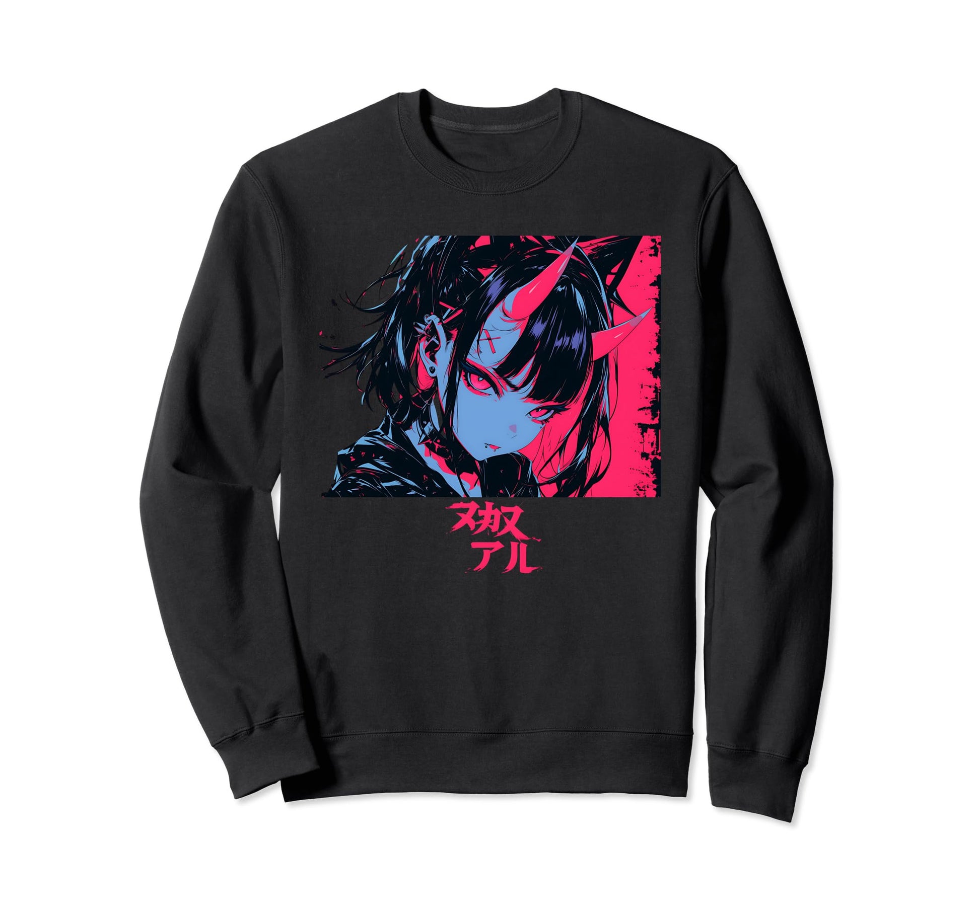 Goth Grunge Demon Anime Waifu Horror Sweatshirt - Novelty Apparel Unisex - T-Shirt, Sweatshirt, Hoodie