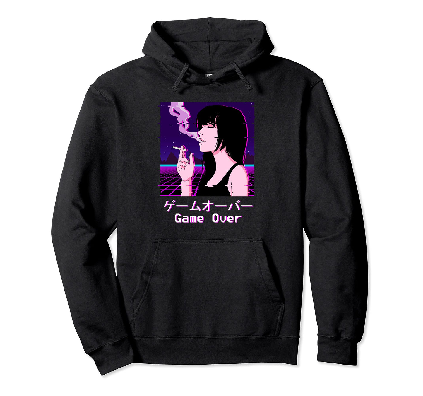 Sad Anime Game Over Japanese Aesthetic Hoodie - Graphic Print for Adults - T-Shirt, Sweatshirt, Hoodie