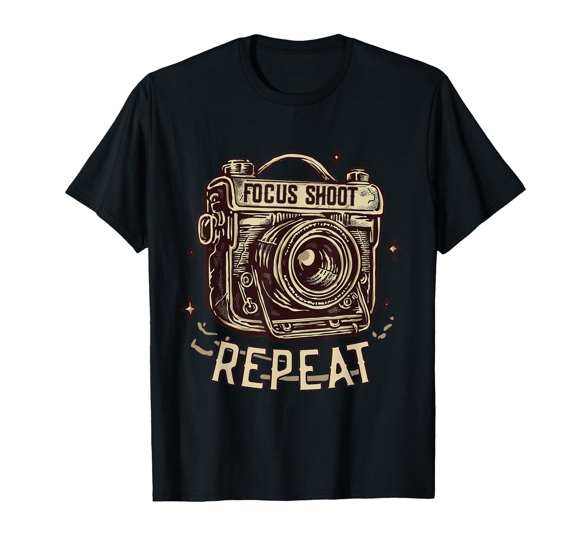 Focus Shoot Repeat Camera T-Shirt - Minimalist Print for Adults - T-Shirt, Sweatshirt, Hoodie