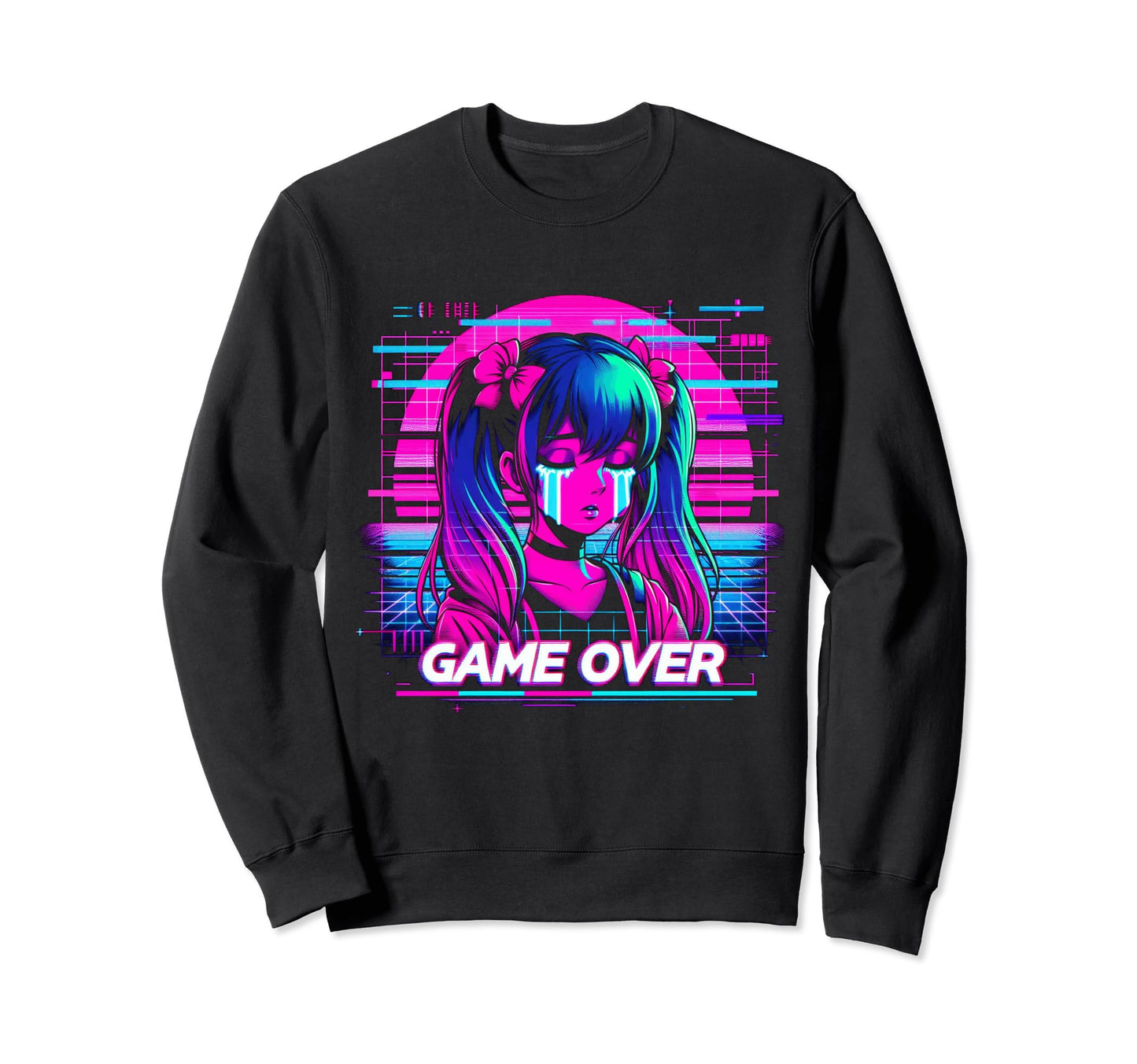 Sad Anime Japanese Vaporwave Aesthetic Sweatshirt - Streetwear Style Unisex - T-Shirt, Sweatshirt, Hoodie