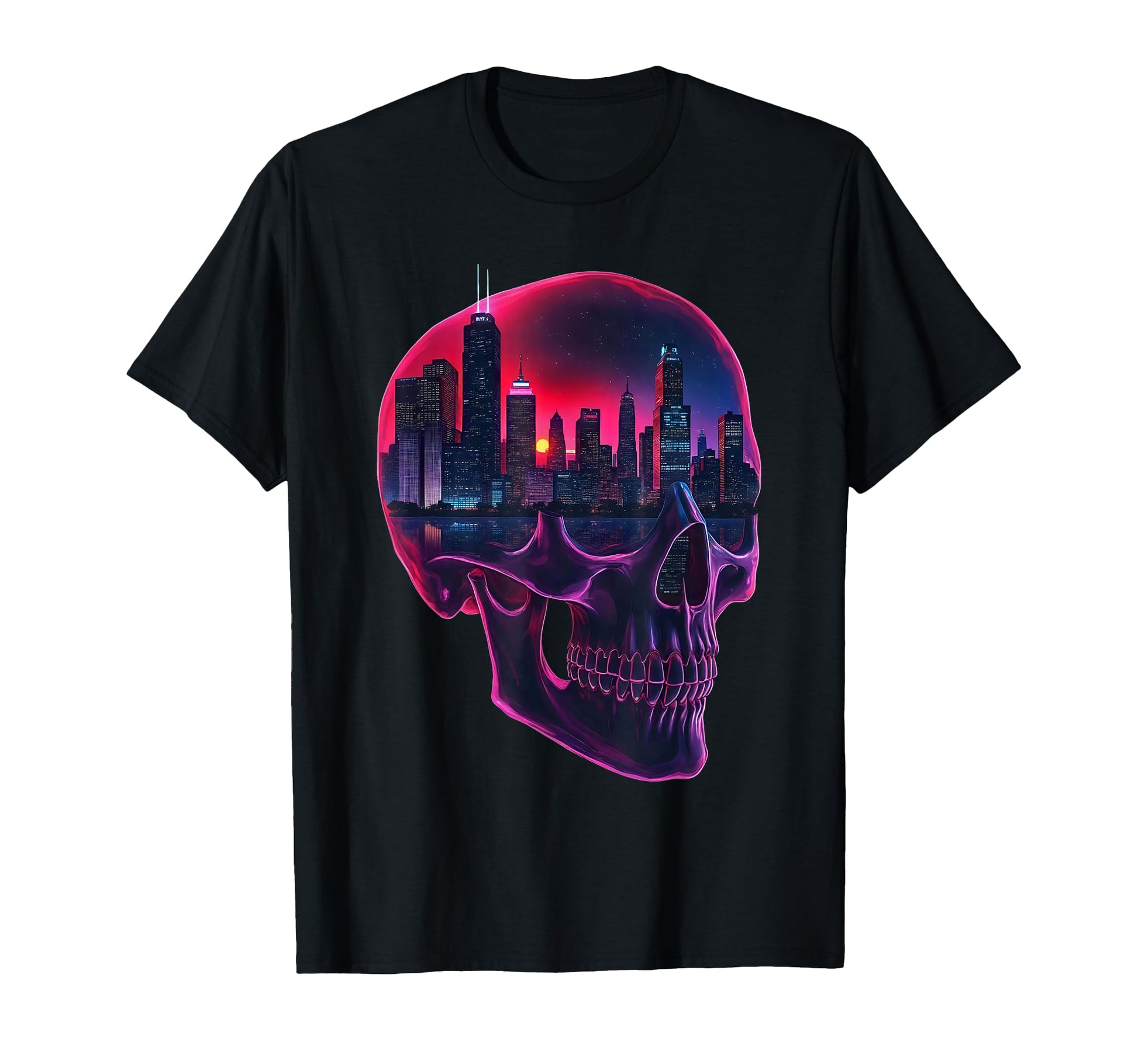 90S Vaporwave Aesthetic Skull T-Shirt - Custom Art Print Men Women - T-Shirt, Sweatshirt, Hoodie