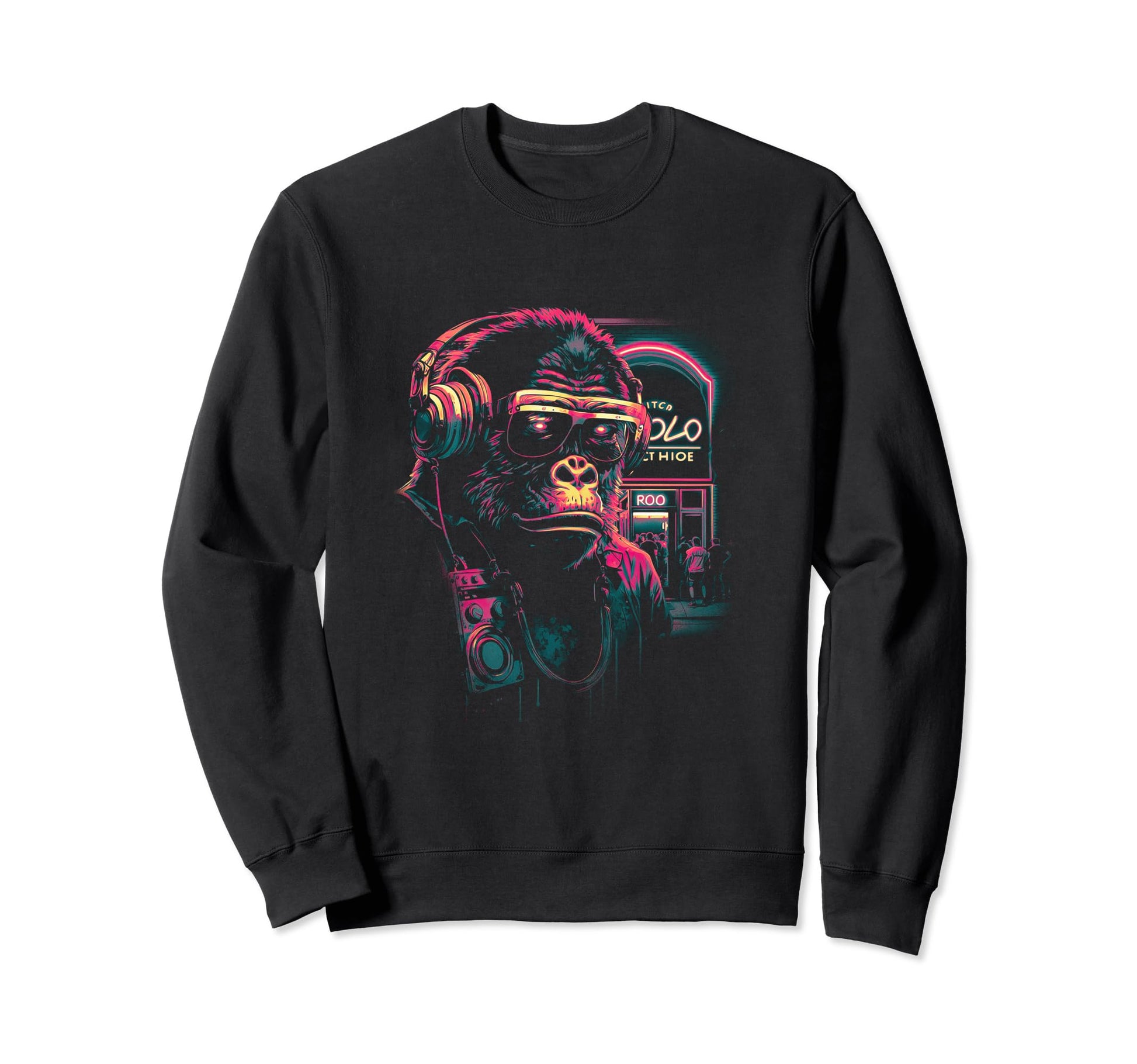 Gorilla Headphones Sunglasses Sweatshirt - Fun Novelty Design Men Women - T-Shirt, Sweatshirt, Hoodie