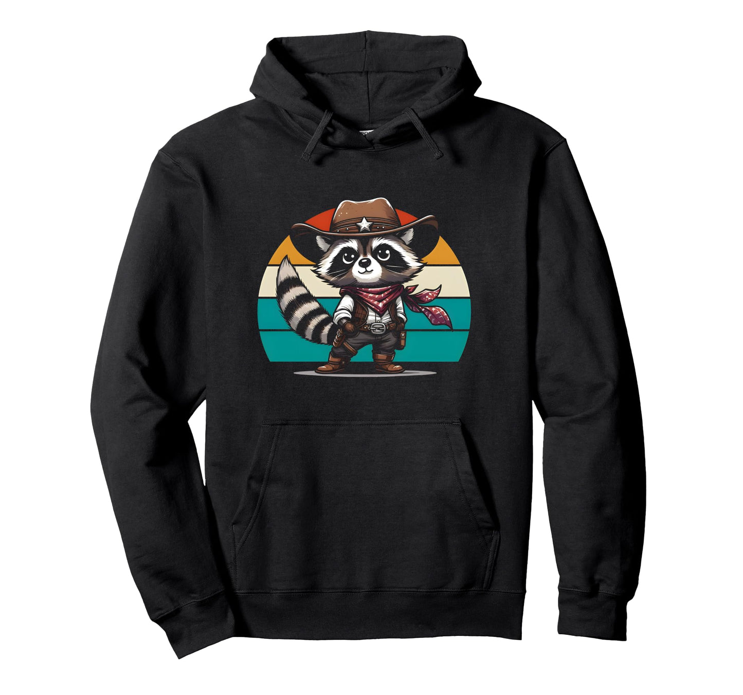 Raccoon Cowboy Cowgirl Western Hoodie - Fun Novelty Design Men Women - T-Shirt, Sweatshirt, Hoodie
